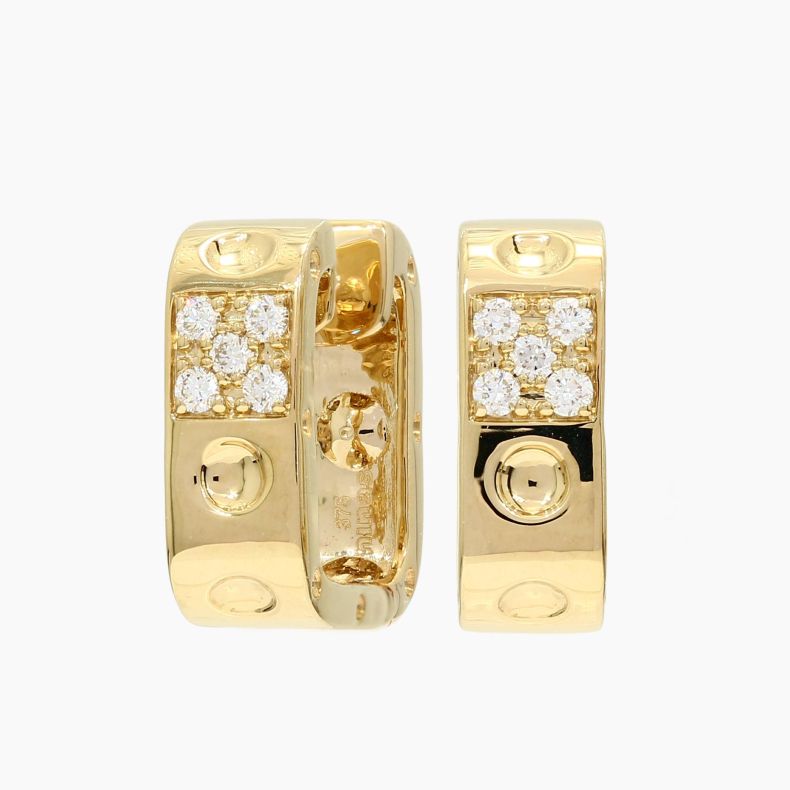 Percival white diamond rounded square huggie earrings