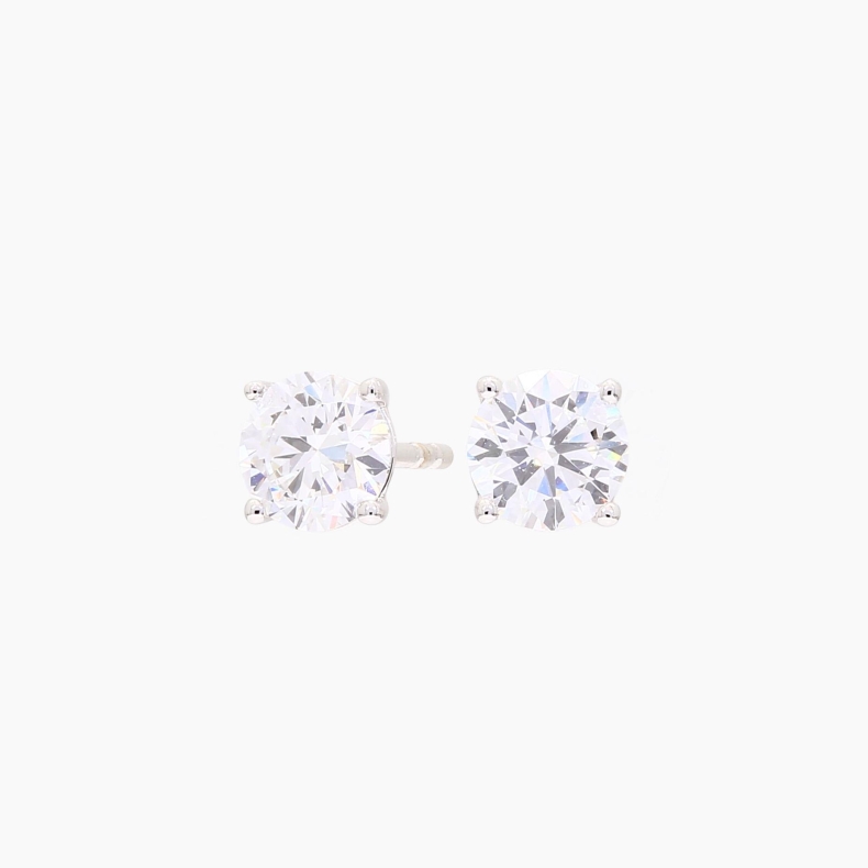 Lumi 1.05 total carat round-cut lab-grown claw-set white diamond stud earrings