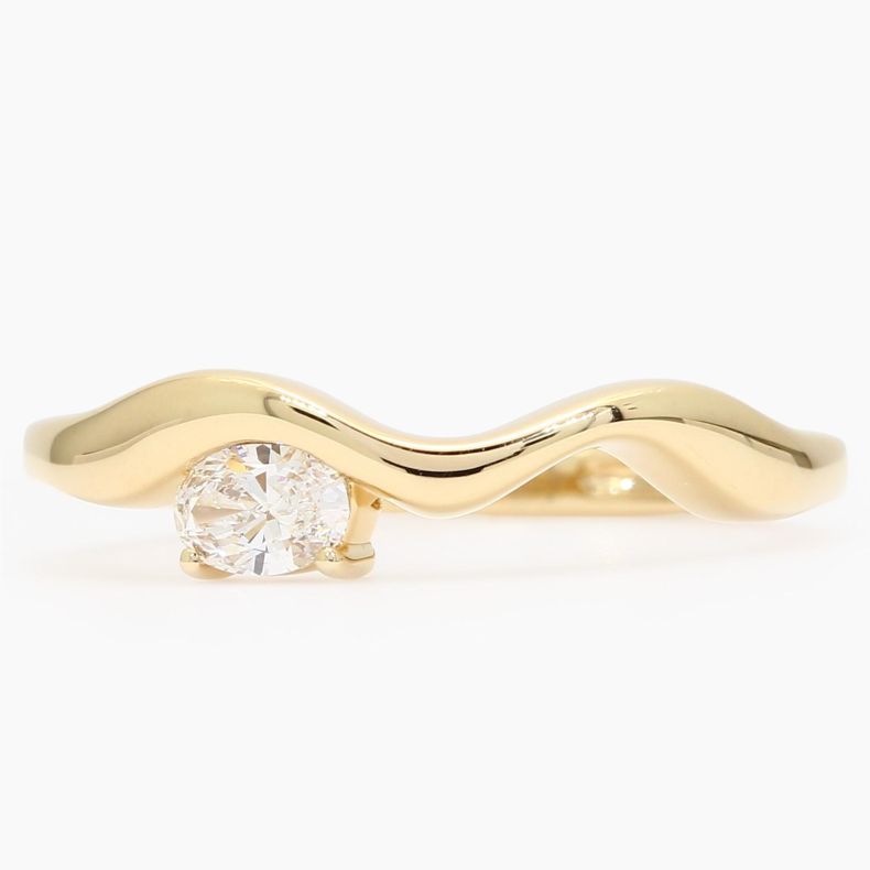 Isola oval-cut white east-west claw-set wave diamond ring