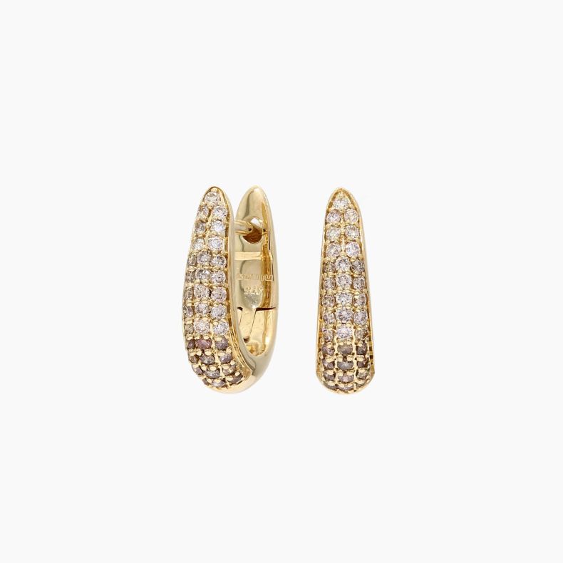 Dome champagne diamond huggie earrings