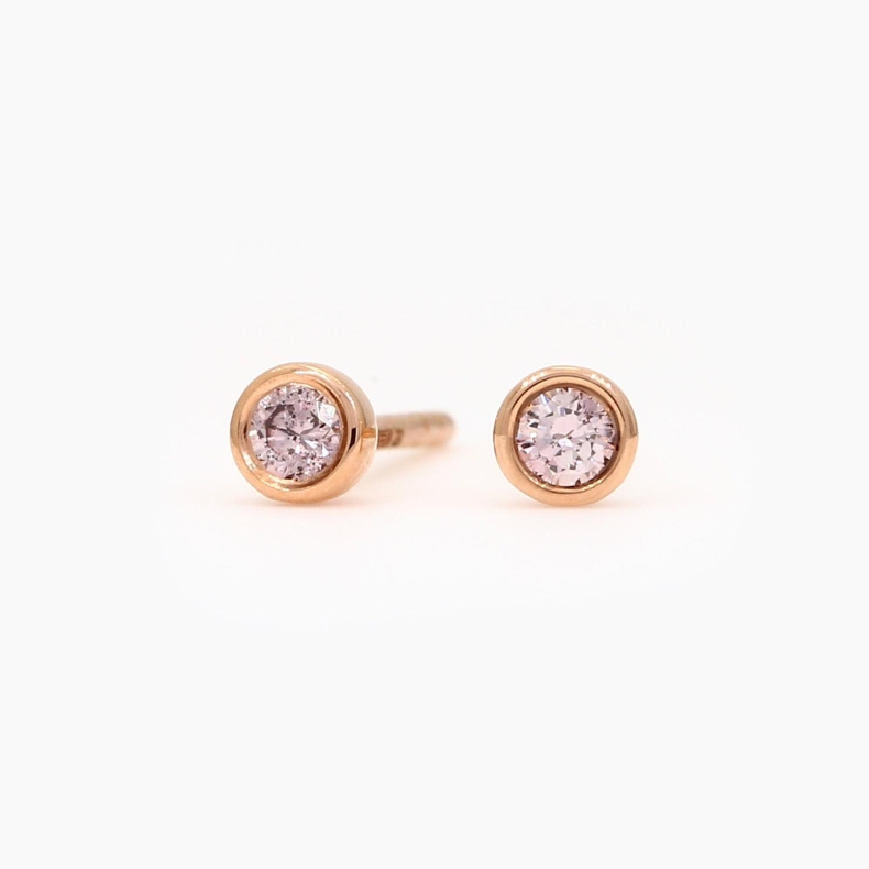 Lumiere 0.09ct Argyle pink diamond bezel set stud earrings