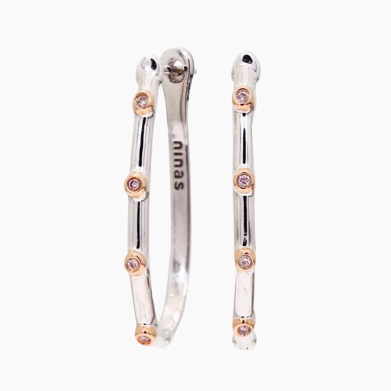 Lyre Argyle pink diamond hoop earrings