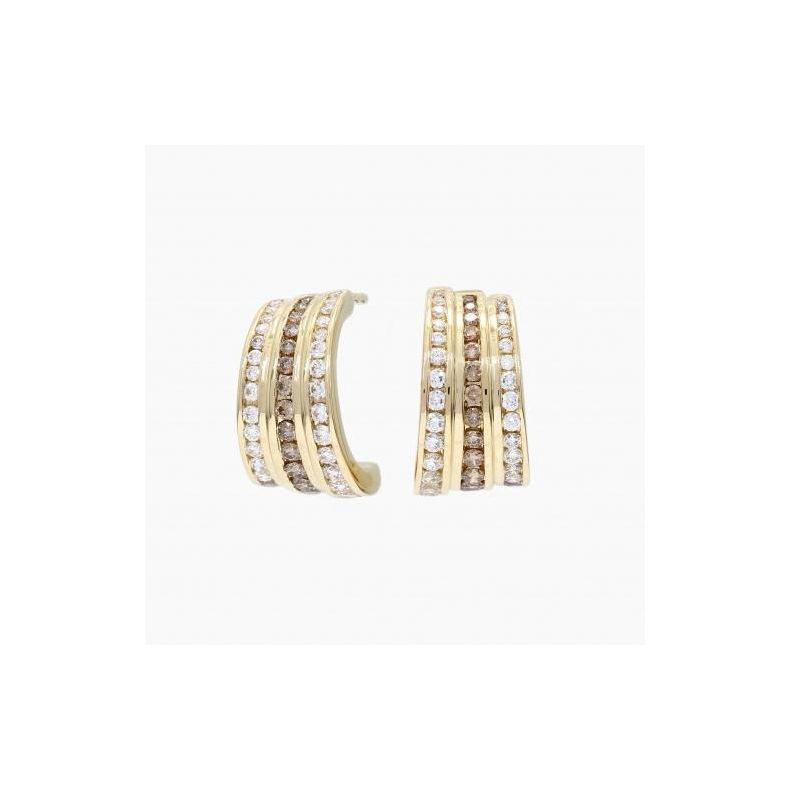 Chrysler champagne and white diamond huggie earrings