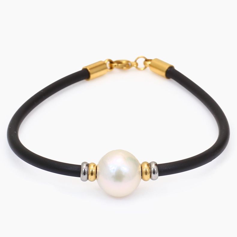 Kai white freshwater pearl neoprene bracelet