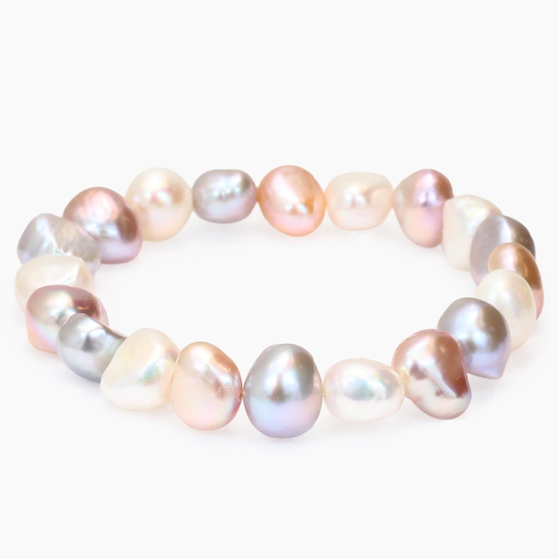 Calypso keshi multi coloured freshwater pearl strand bracelet