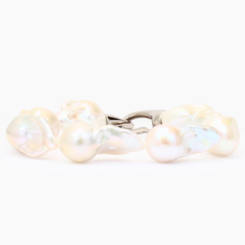 Sandra white freshwater baroque pearl strand bracelet