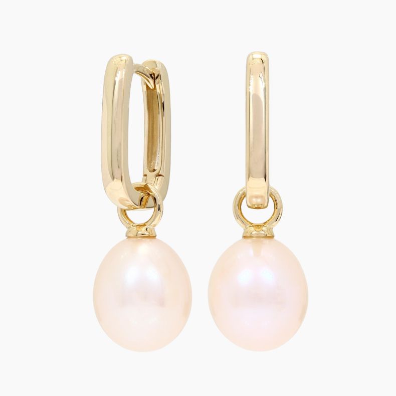 Lorelei white pearl drop huggie hoop earrings