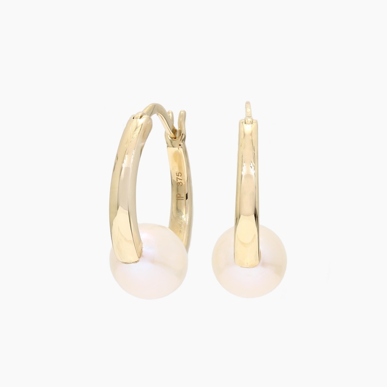 Pontus white freshwater pearl hoop earrings