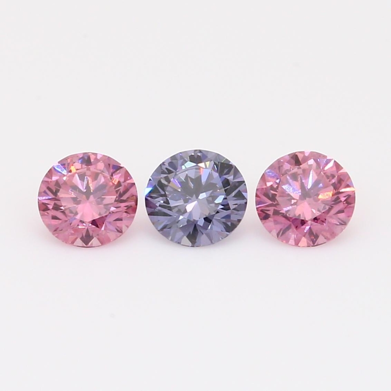 0.90 Total carat trio of round-cut GIA certified 3PP pink and BL3 Argyle certified diamonds