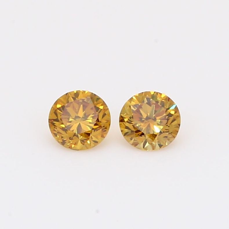 0.14 Carat brilliant-cut round fancy intense orange diamond