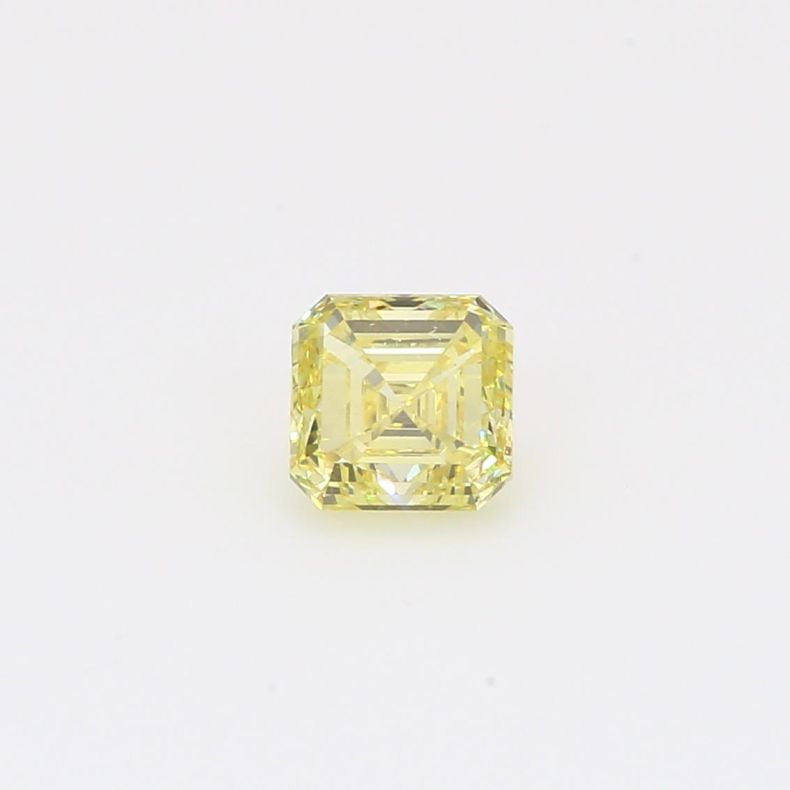 0.75 Carat asscher-cut fancy vivid green yellow diamond