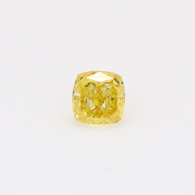 0.67 Carat cushion-cut fancy vivid yellow diamond