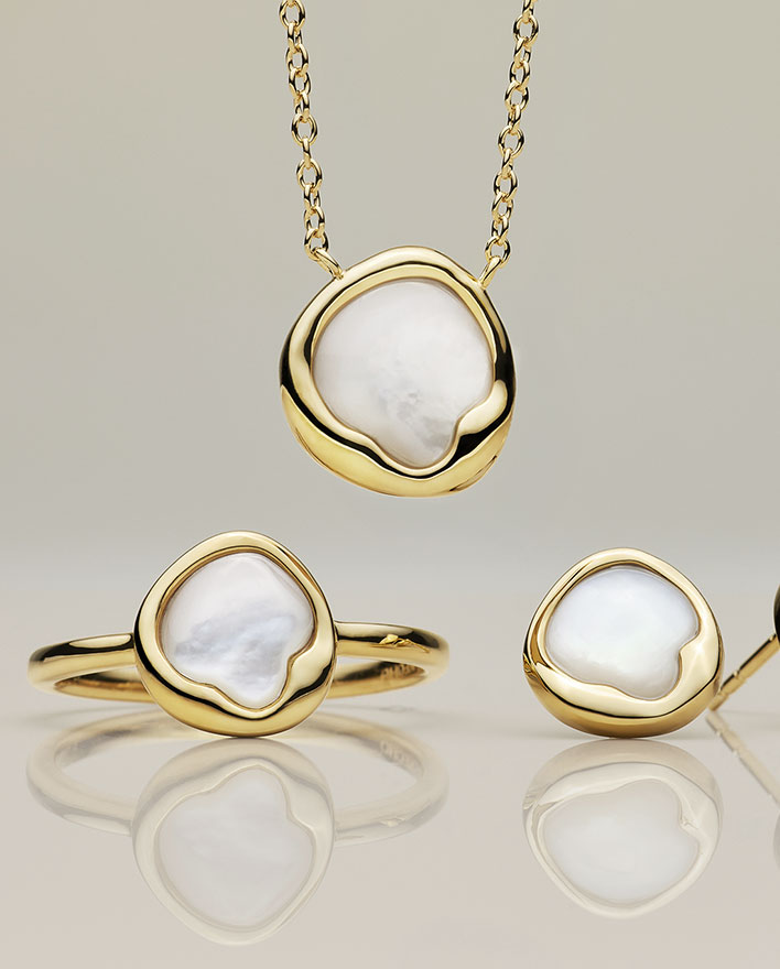 Cove oyster shell ring, necklace and earrings set