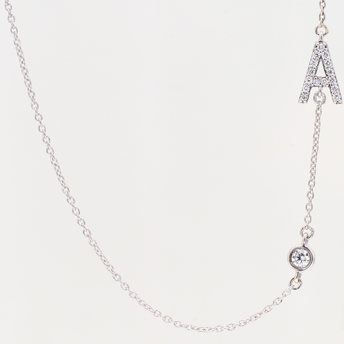 Lexicon white diamond sterling silver initial necklace