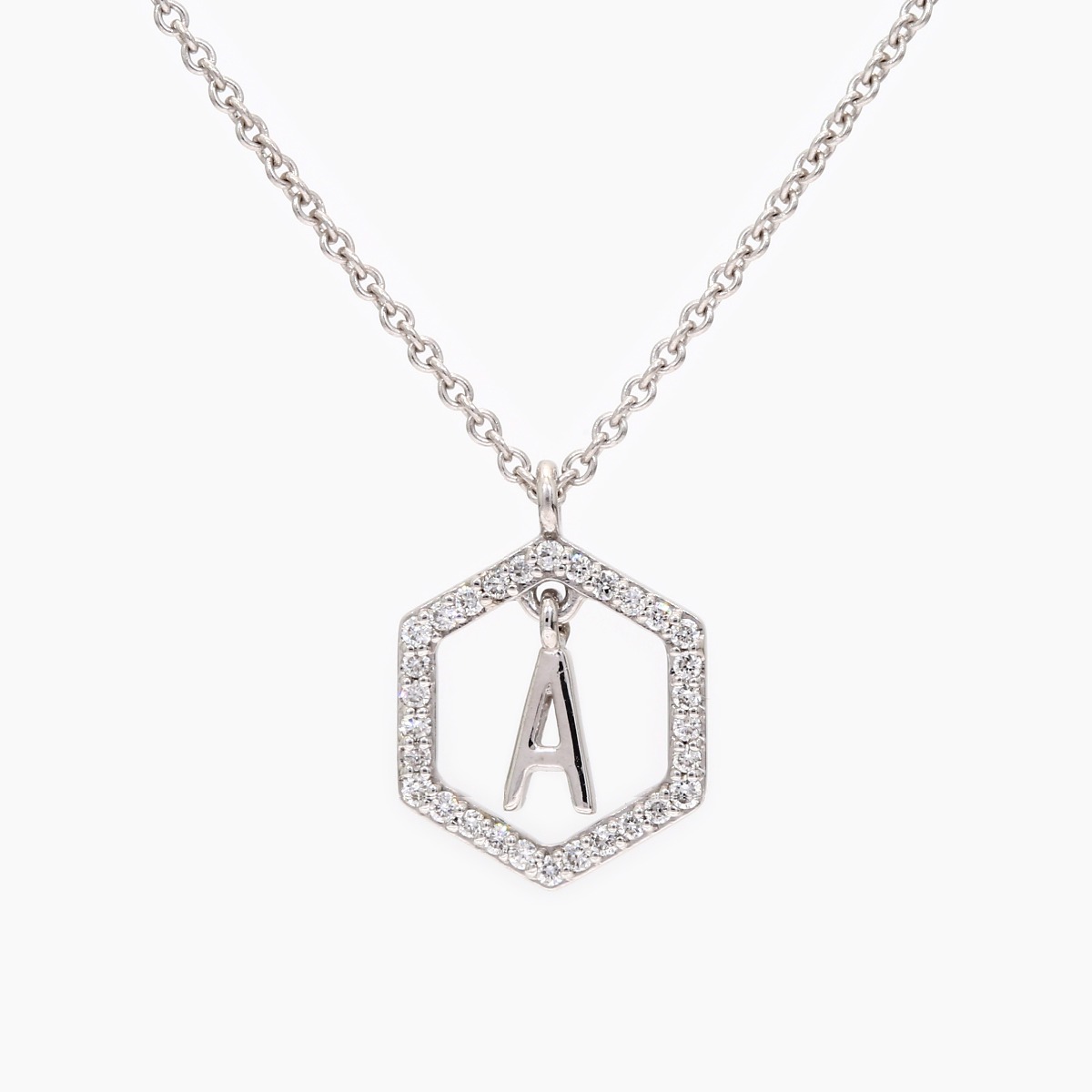 Insignia white diamond white gold initial necklace