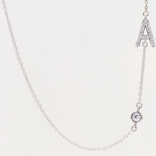 Lexicon white diamond white gold initial necklace