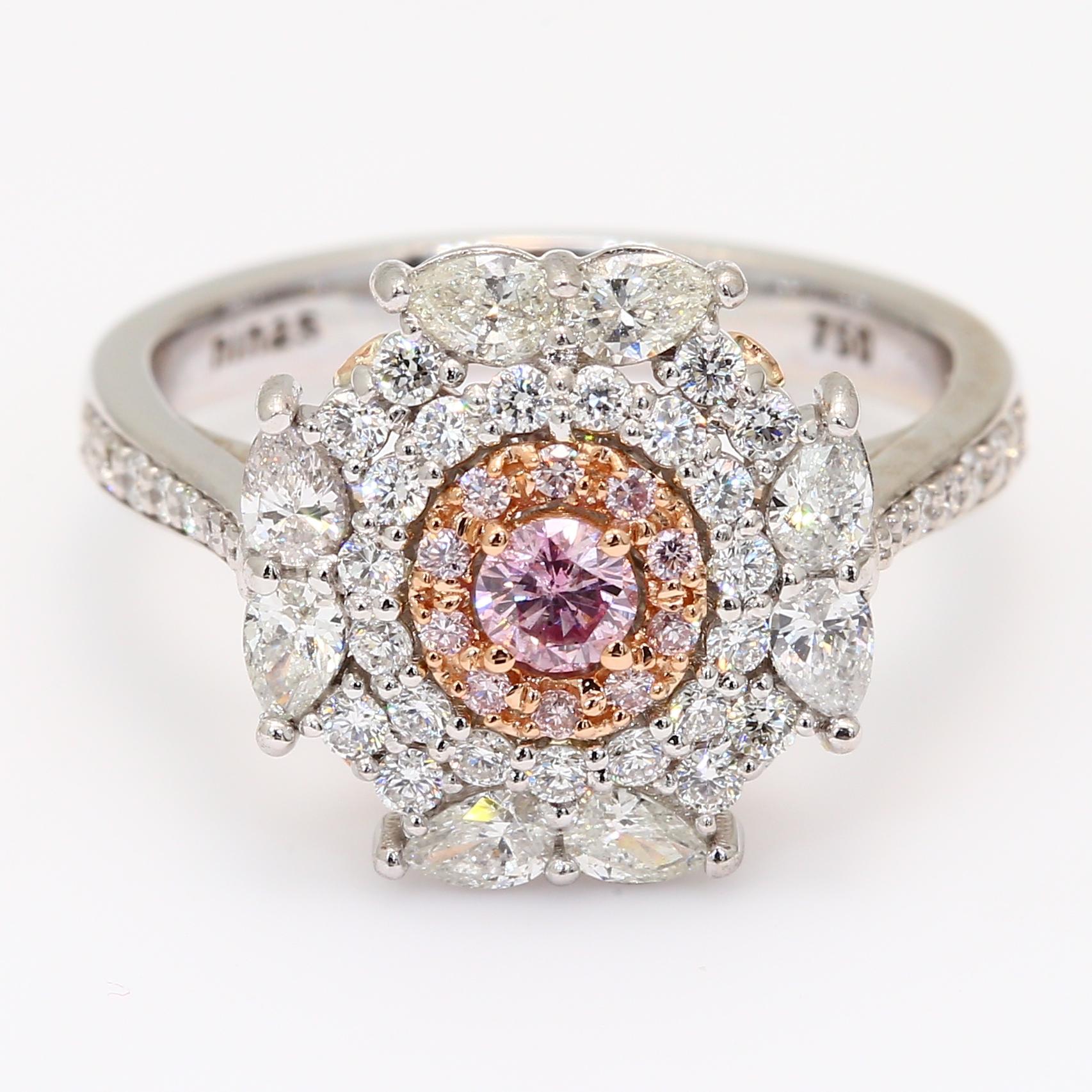 The Rapture Crescendo Exibition Argyle pink diamond round cut halo ring