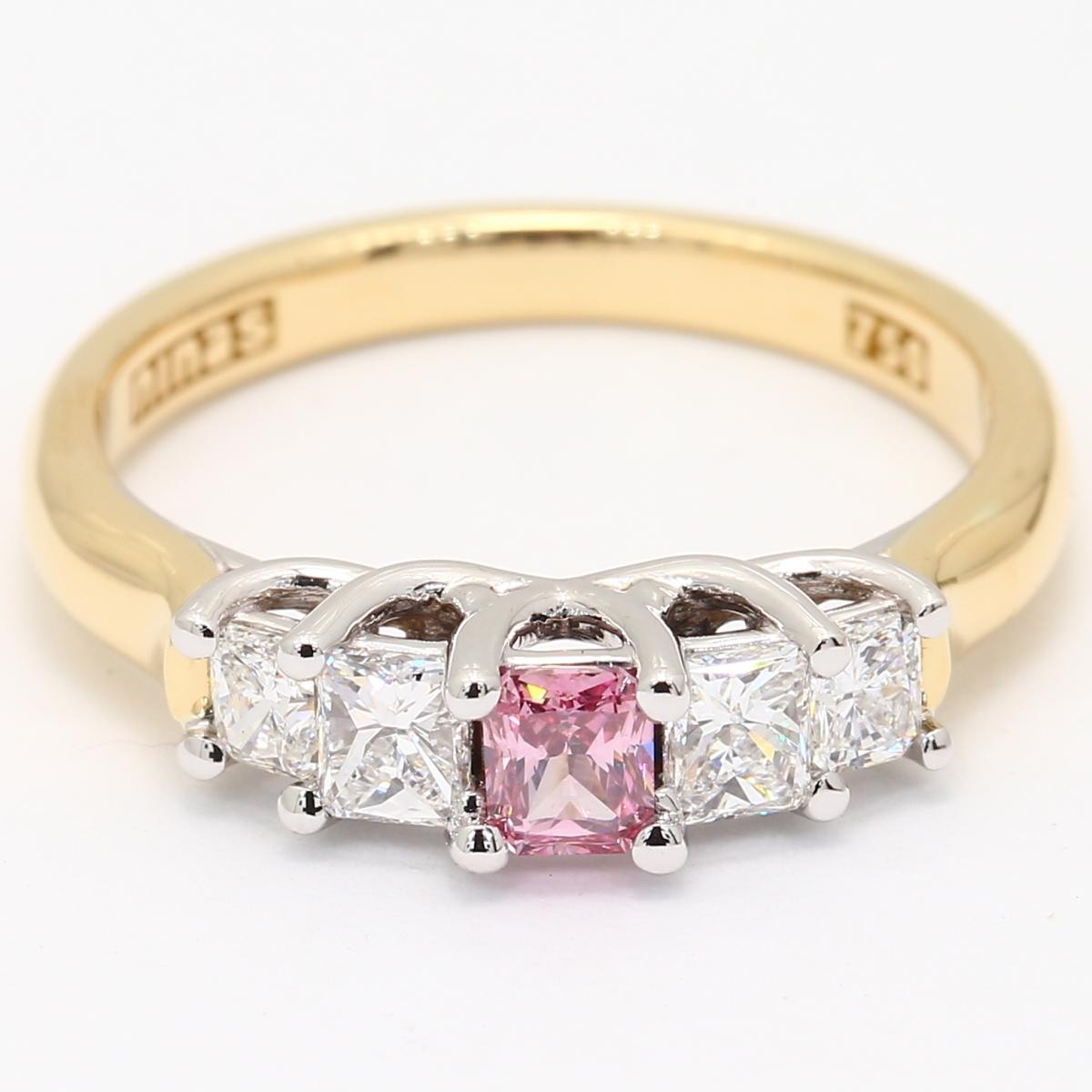 Orient Argyle Pink and White Diamond Five Stone Ring