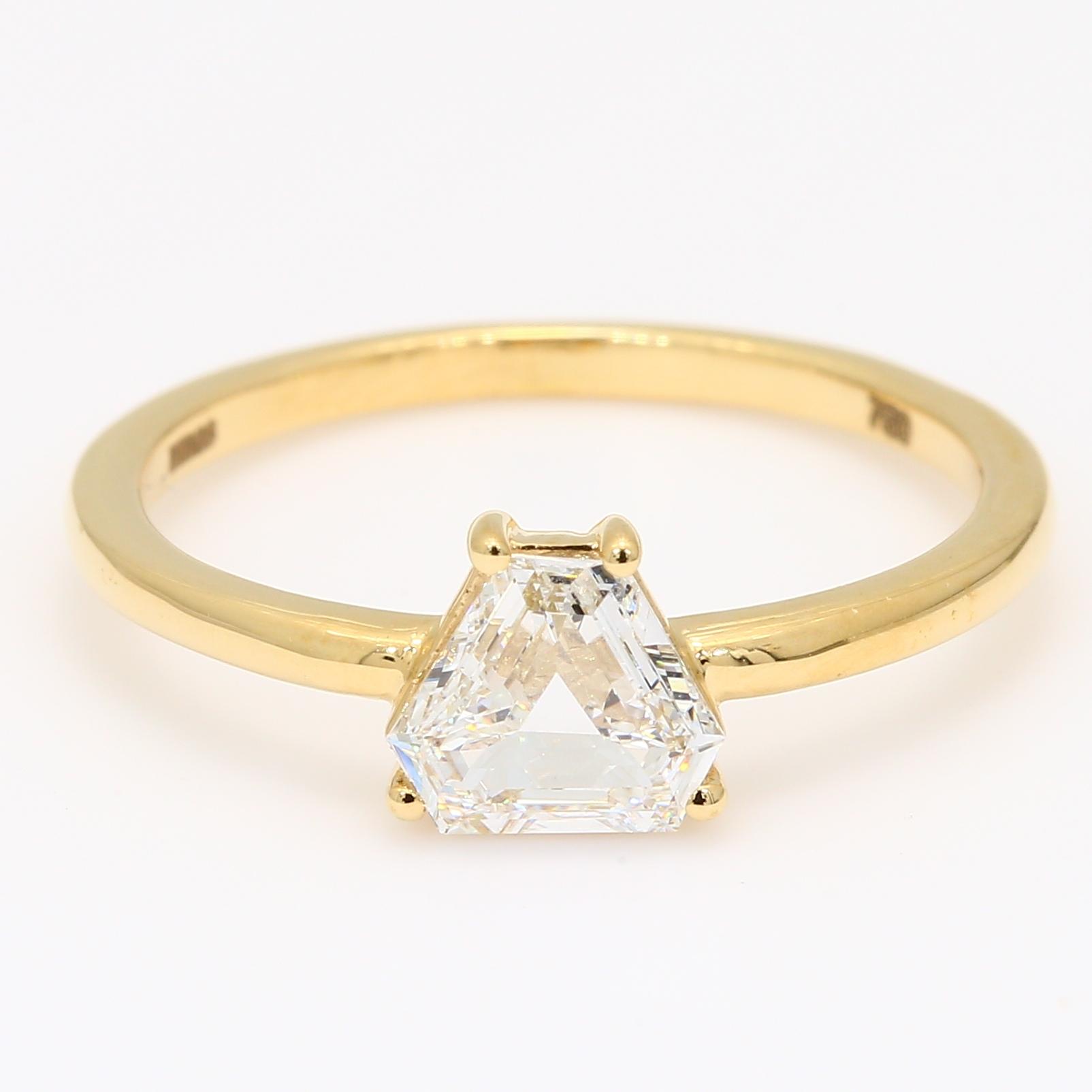 Tranquillity hexagon rose cut white diamond ring