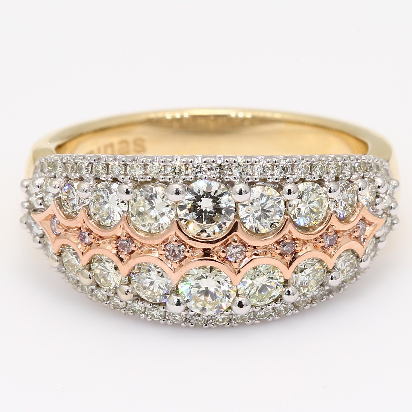 Meander Argyle pink and white diamond dress ring