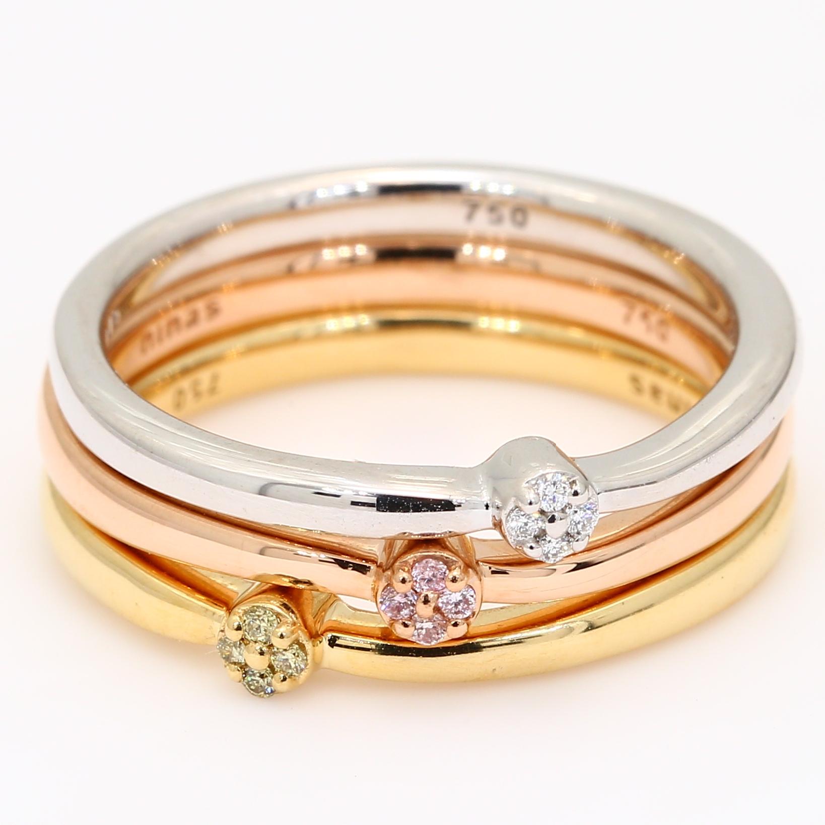 Heron Argyle pink green and white diamond three-ring stack