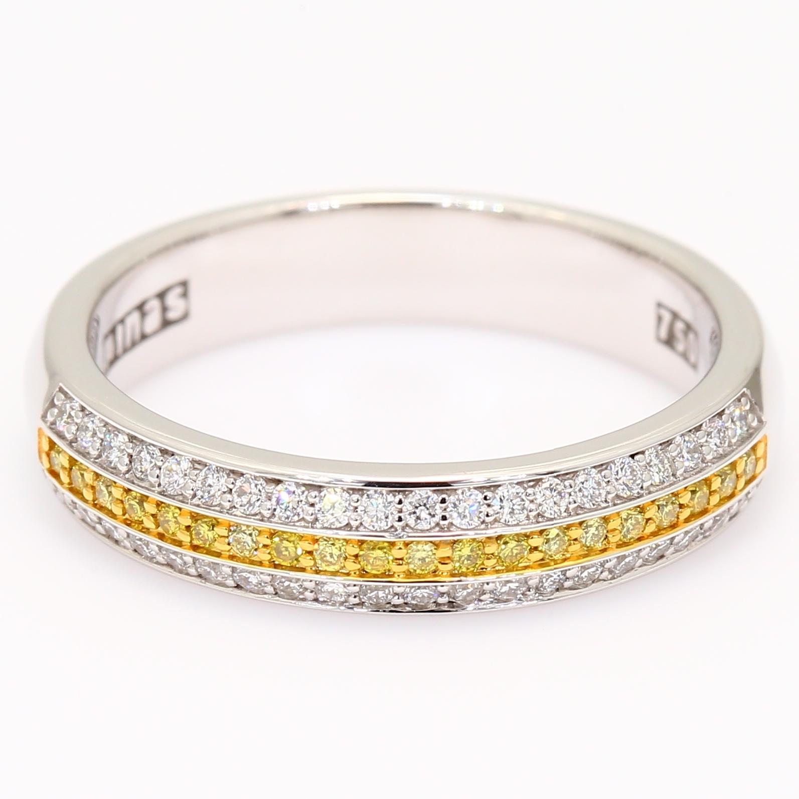 Ombre white and yellow diamond dress ring