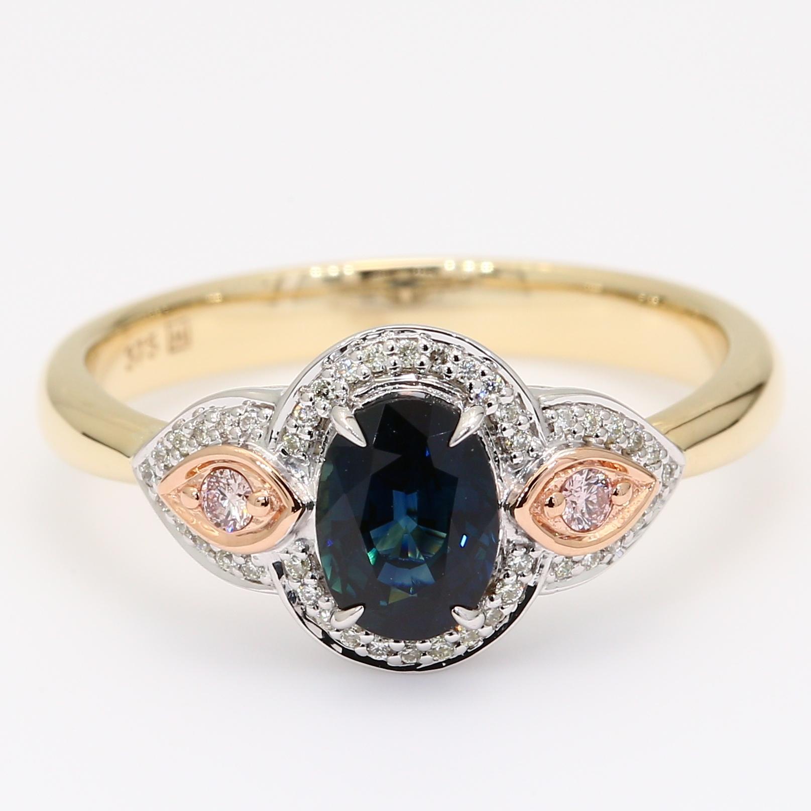 Twilight oval and round-cut Argyle pink diamond and oval-cut Ceylon Sapphire ring