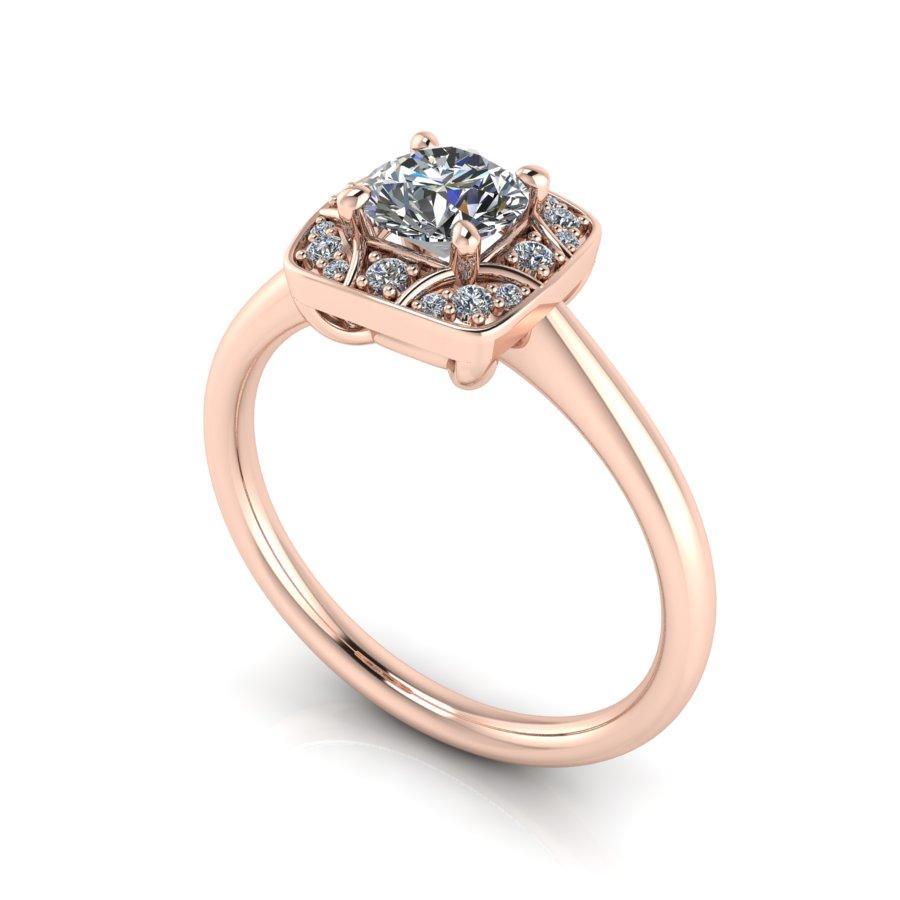 Camellia square halo diamond engagement ring