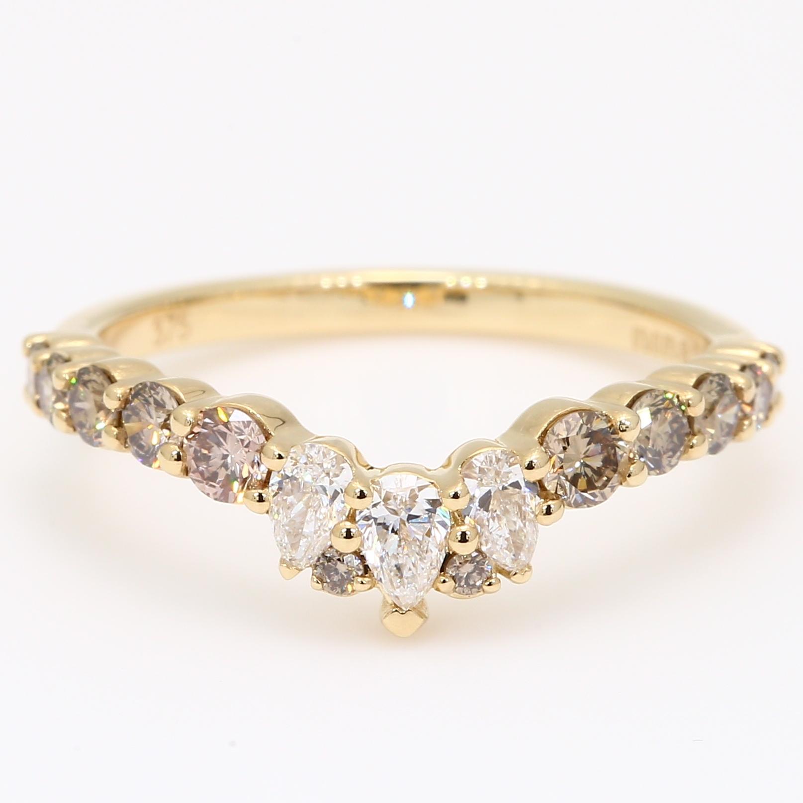 Zenith champagne and white diamond curved ring