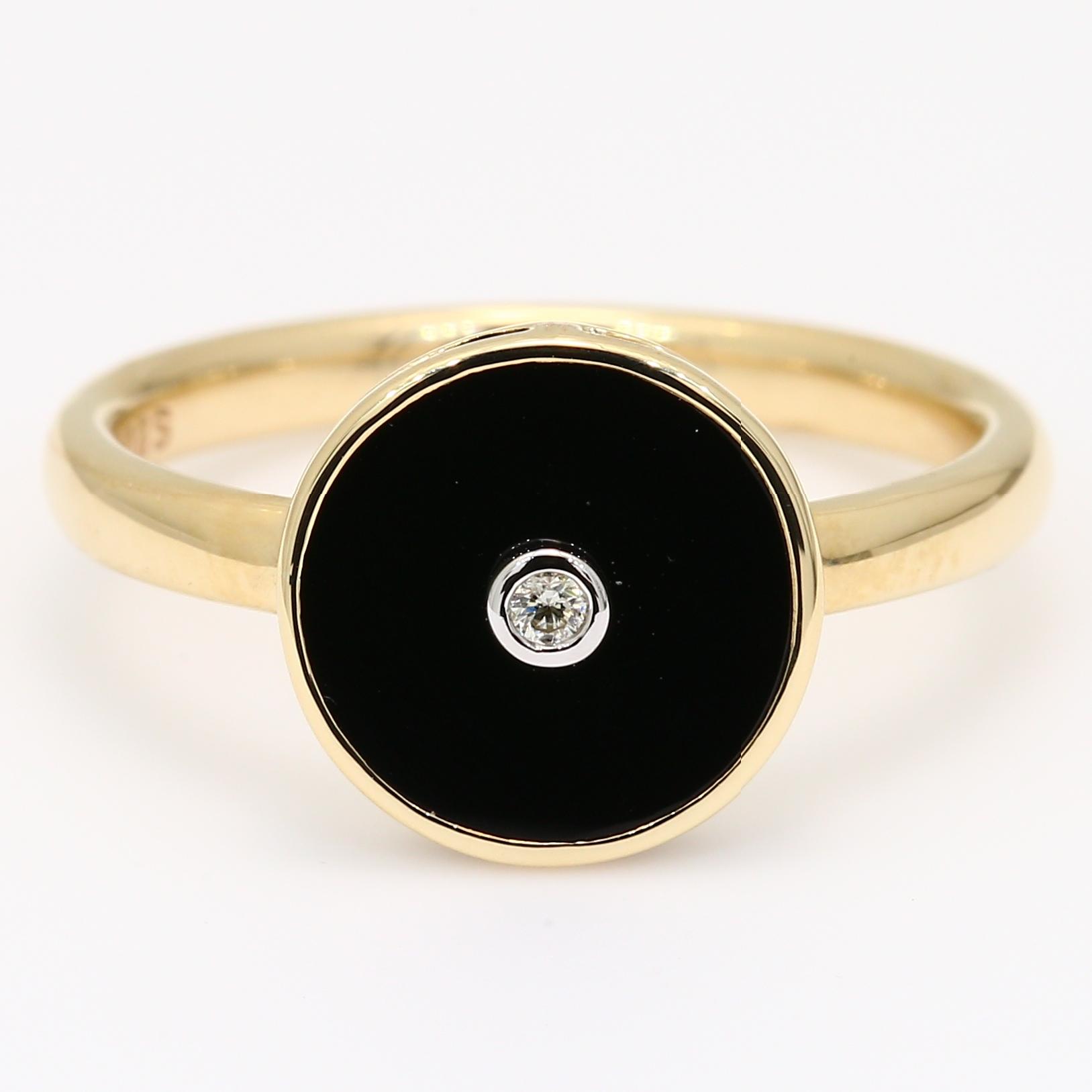 Midnight onyx and white diamond ring