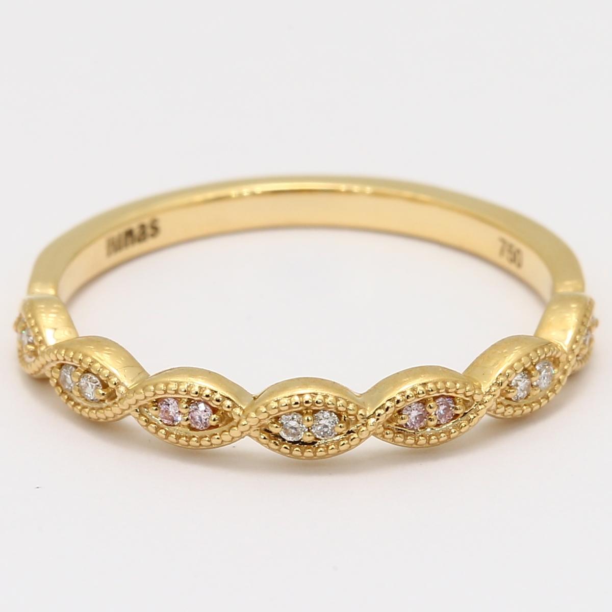 Hepburn Argyle pink and white diamond art deco ring