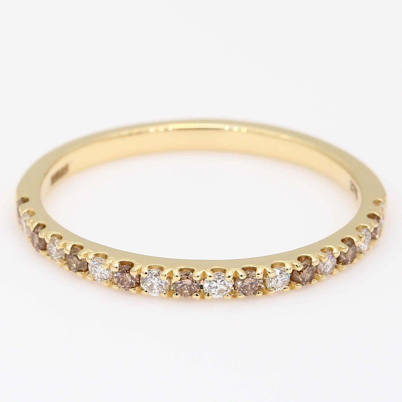Medley champagne and white diamond stackable ring