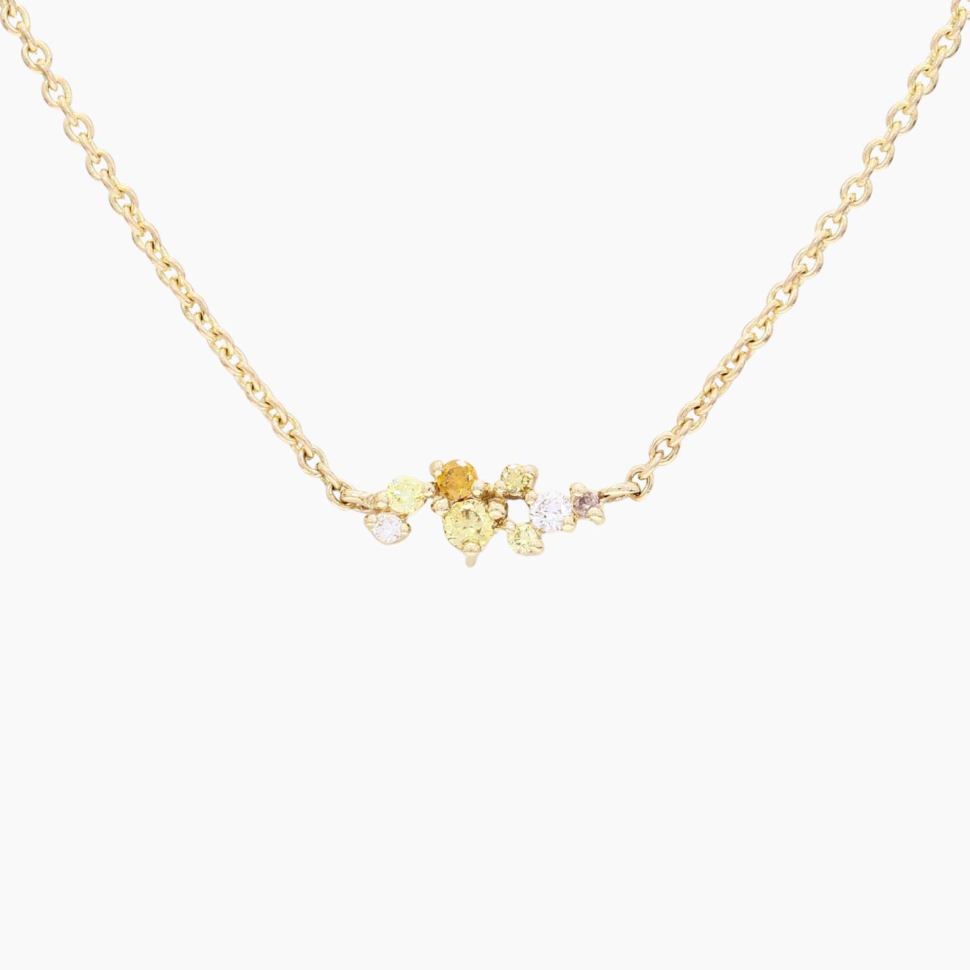 Carousel rainbow diamond cluster necklace