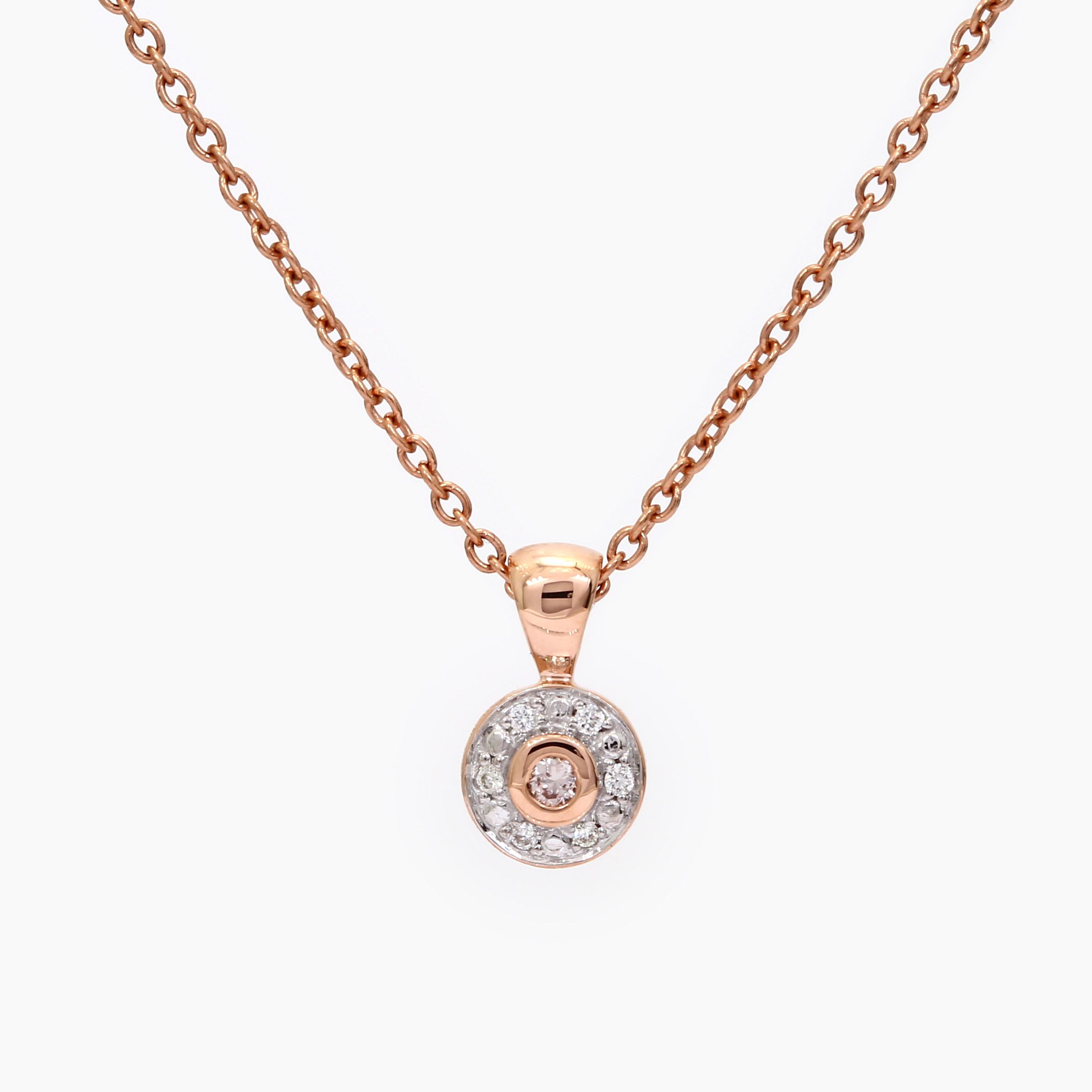 Freesia white and Argyle pink diamond pendant