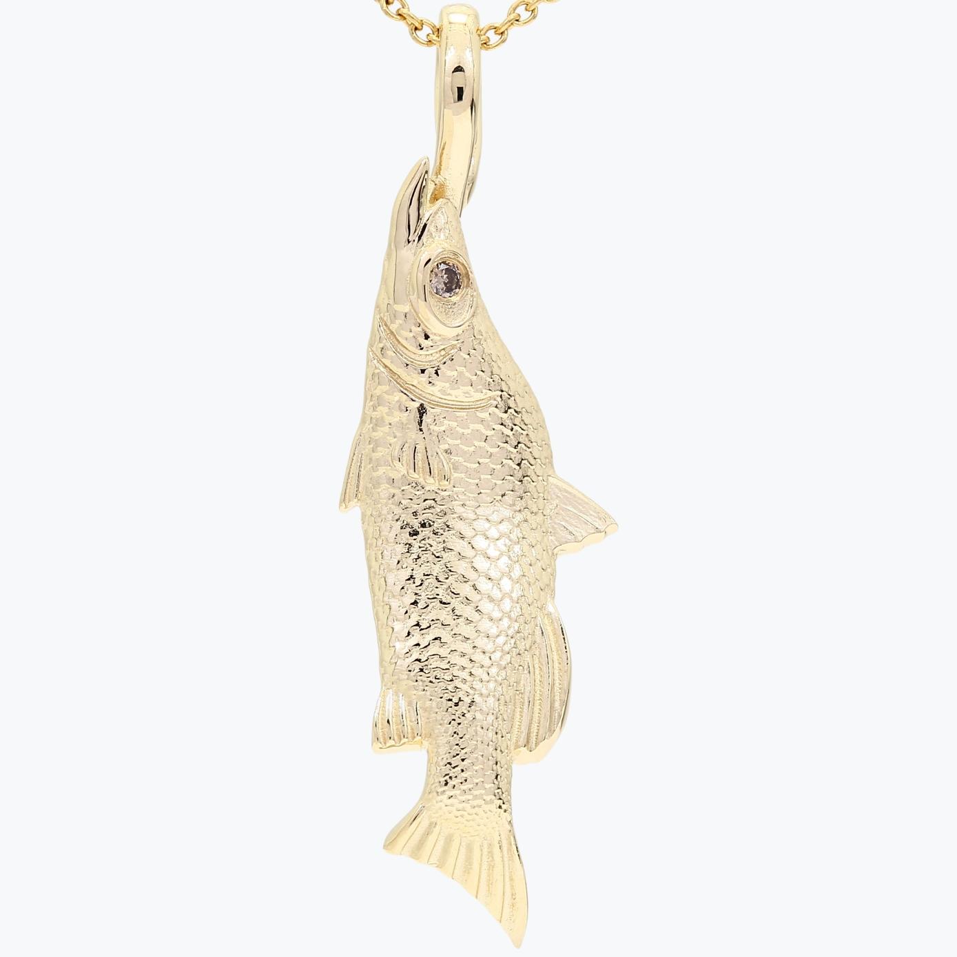 Barramundi champagne diamond fish necklace