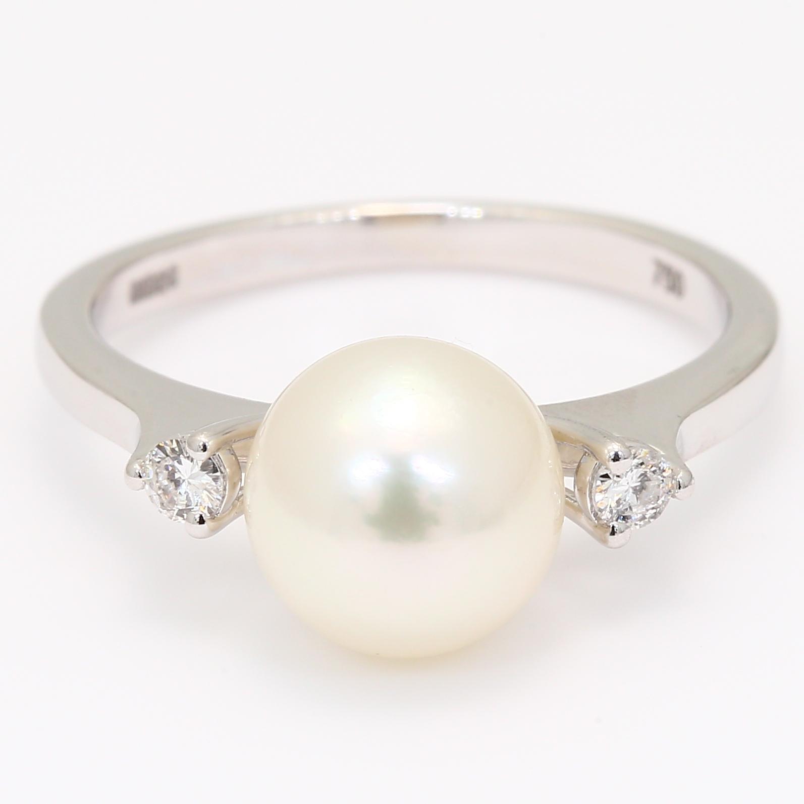 Garland white South Sea pearl and diamond ring