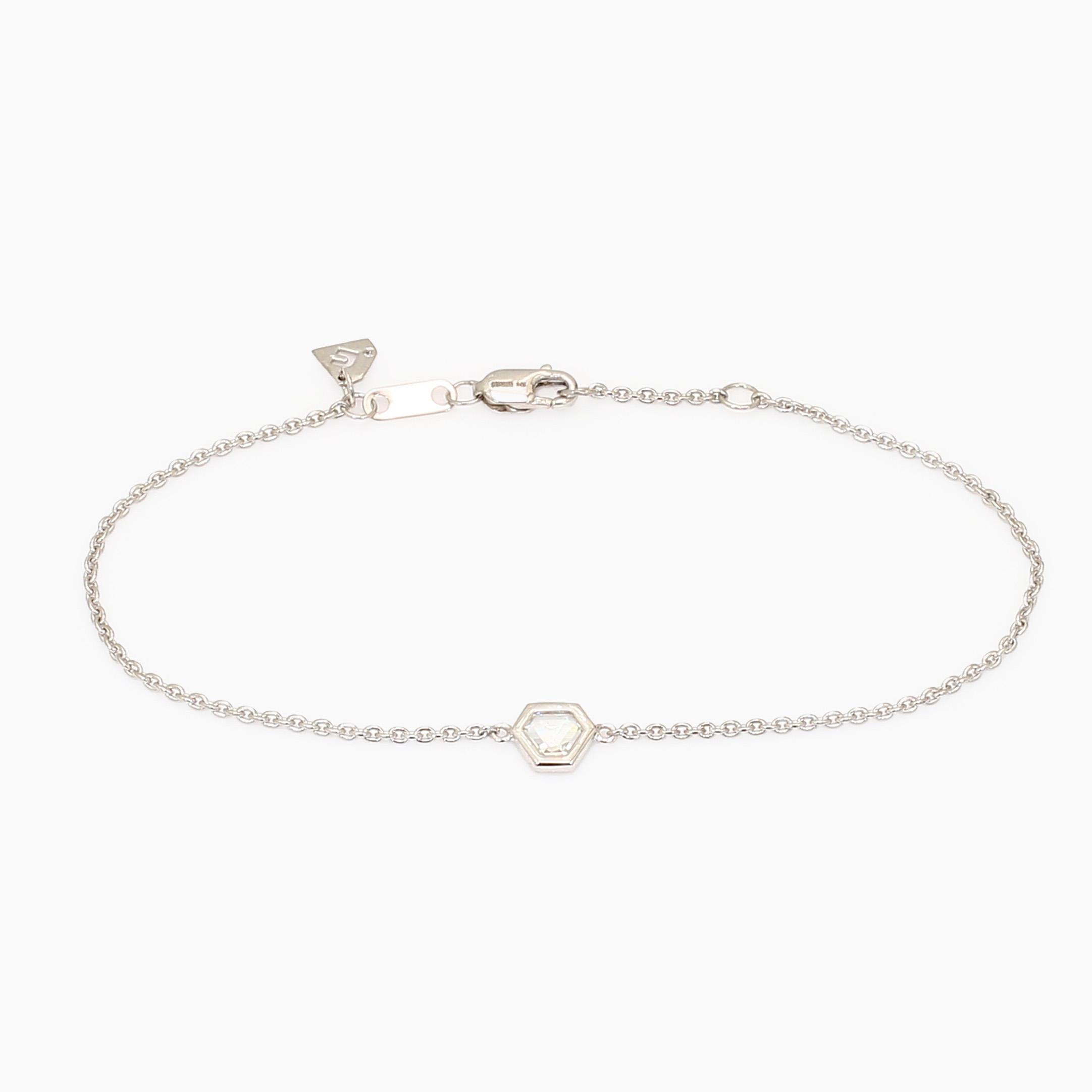 Rosalie hexagon rose cut white diamond bezel set bracelet