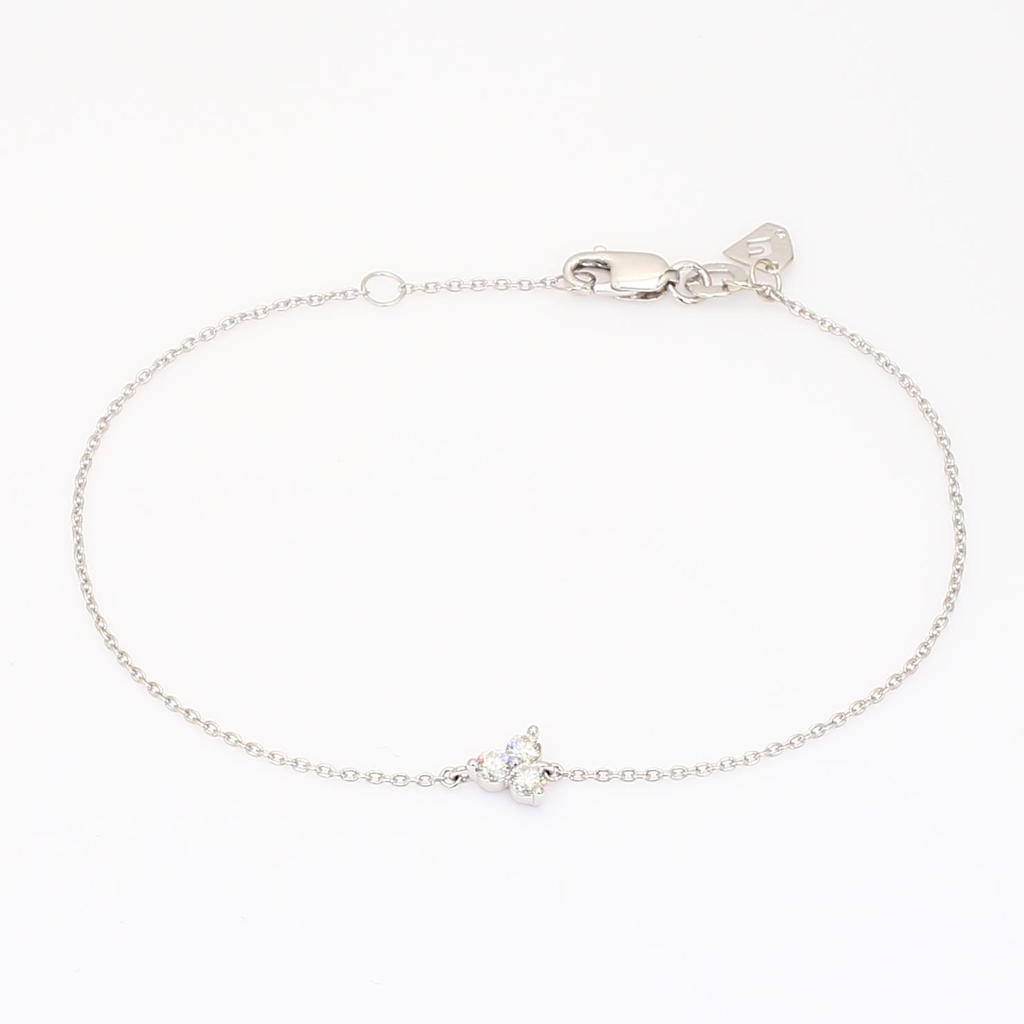 Astral white diamond three-stone bracelet