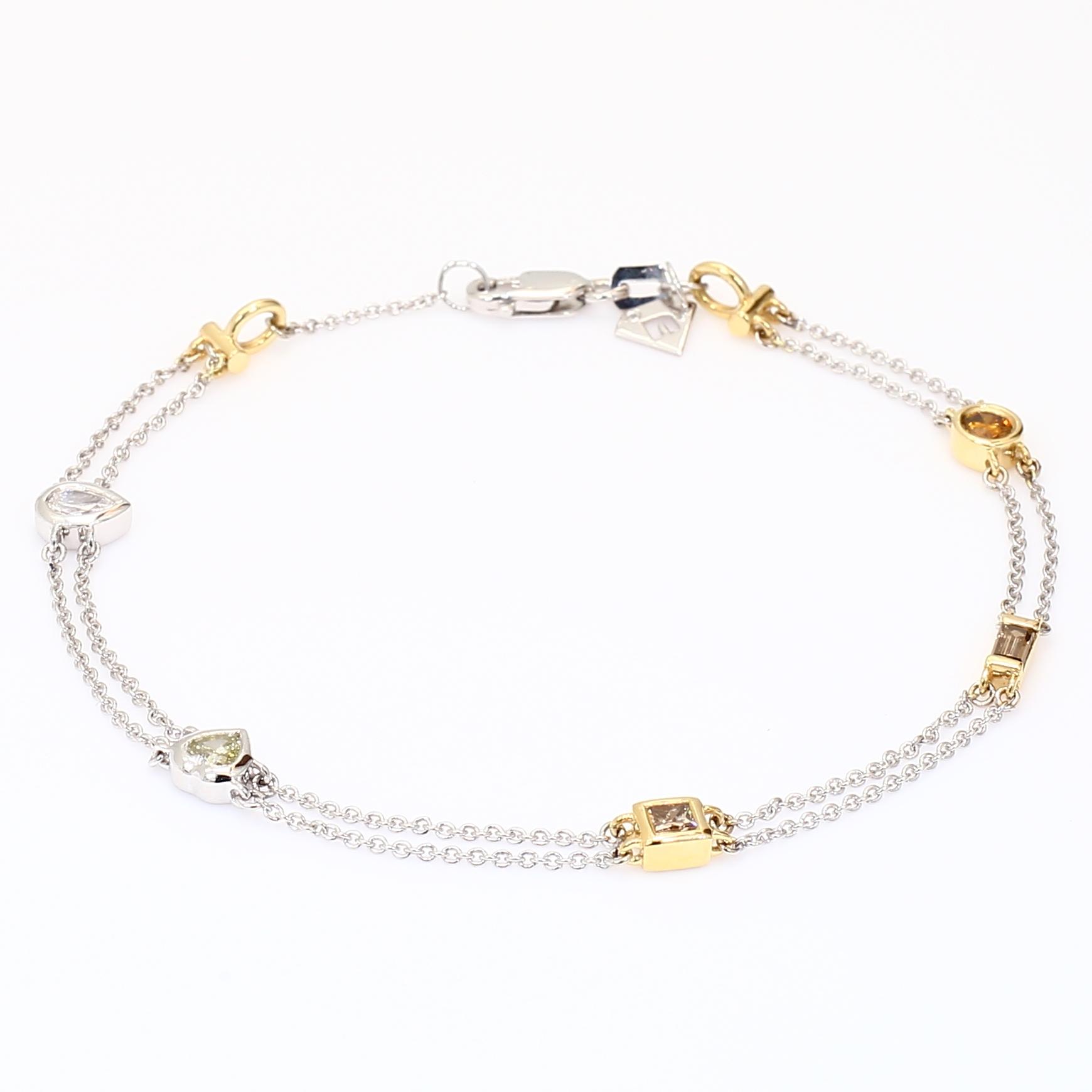 Paradox fancy-cut rainbow diamond charm bracelet