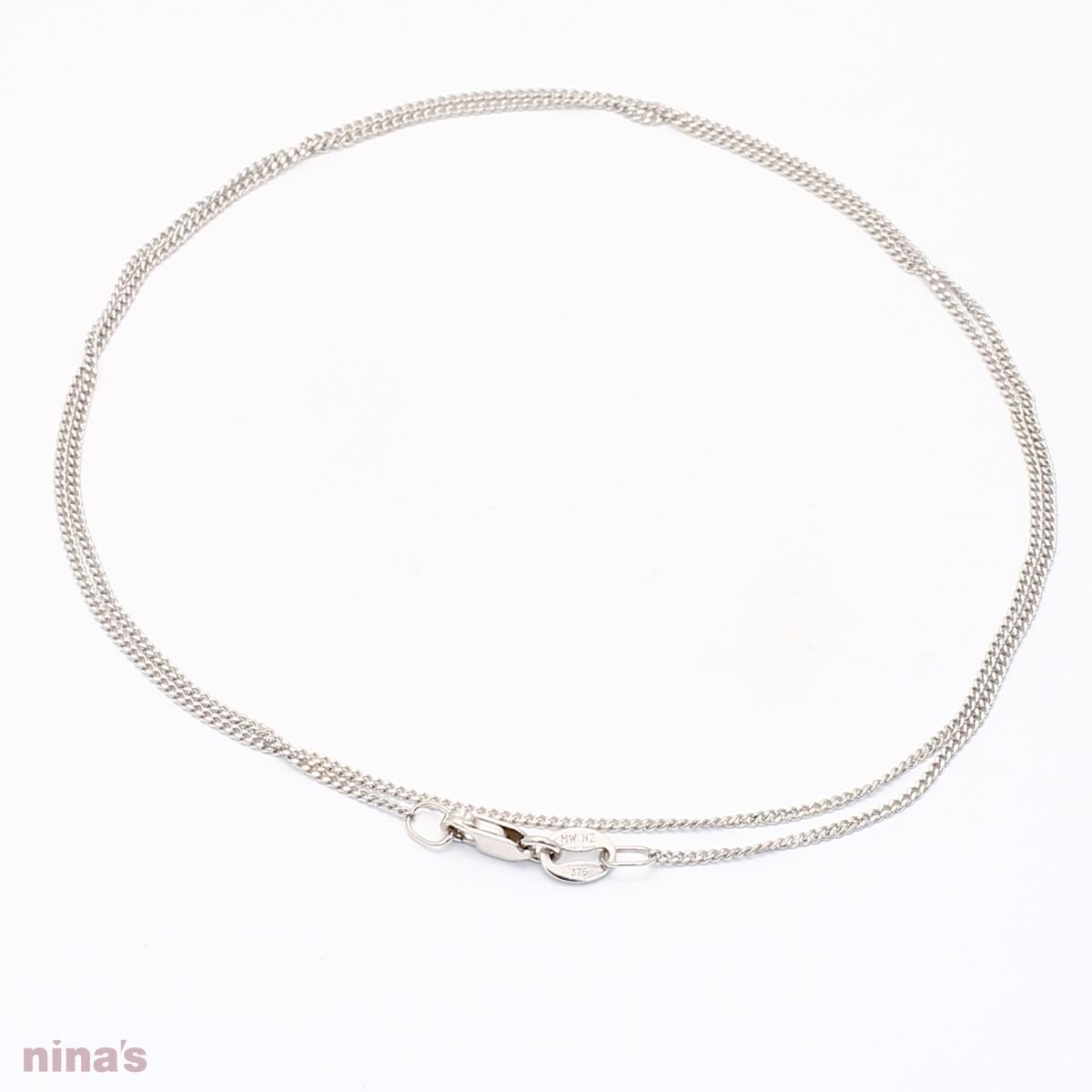 45cm 9 karat white gold diamond cut curb chain