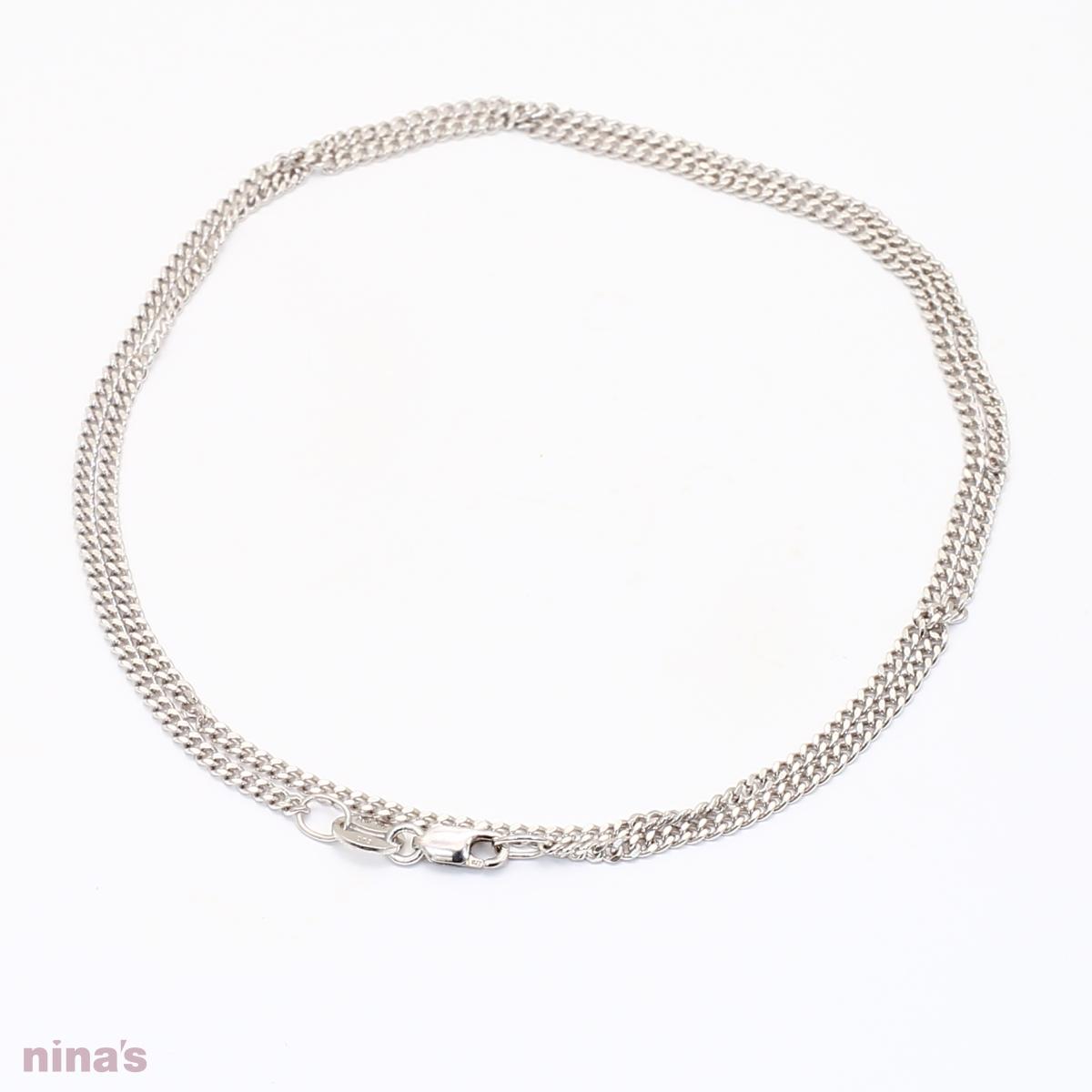 45cm 9 karat white gold diamond cut curb chain