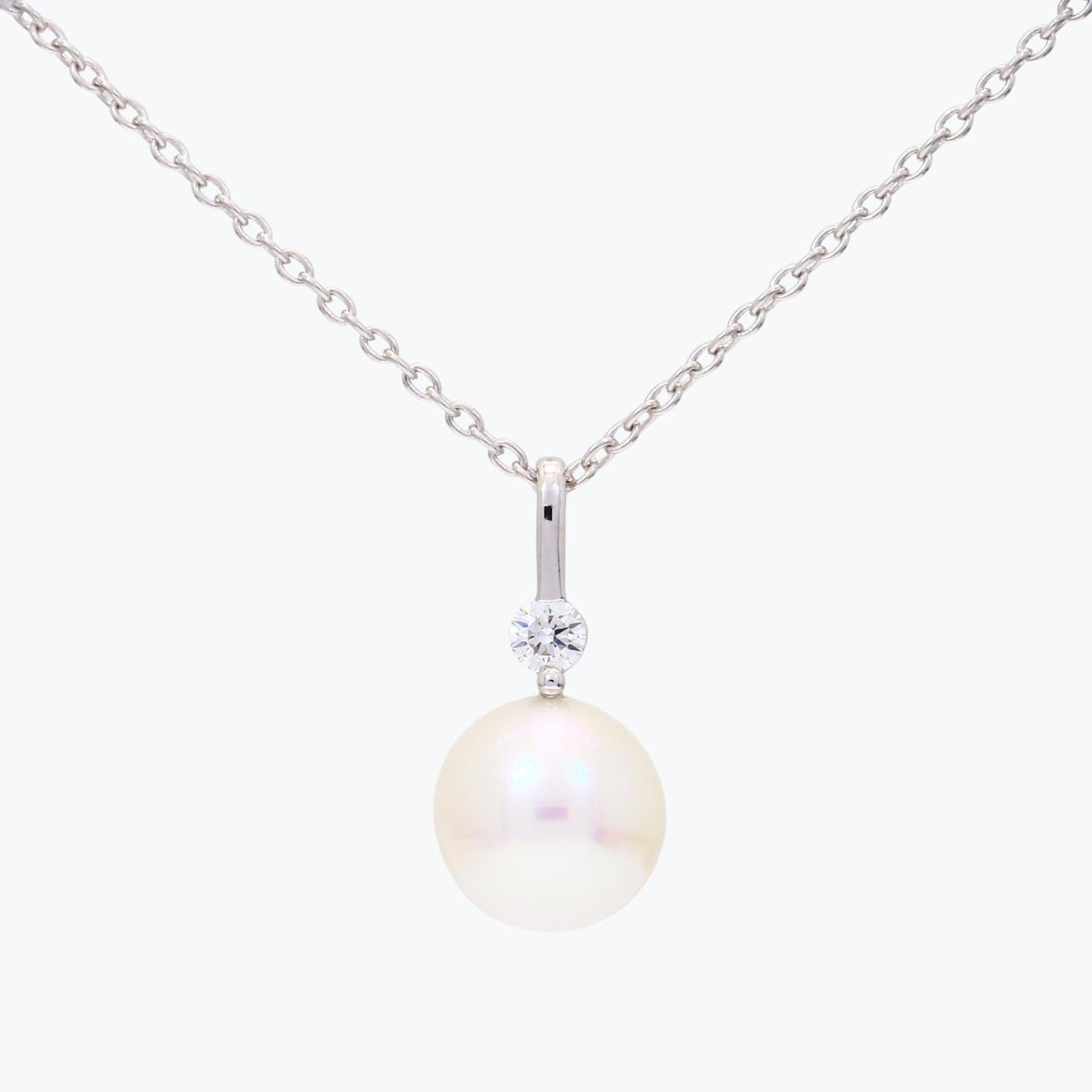 NXT Caspian white fresh water pearl and white diamond necklace