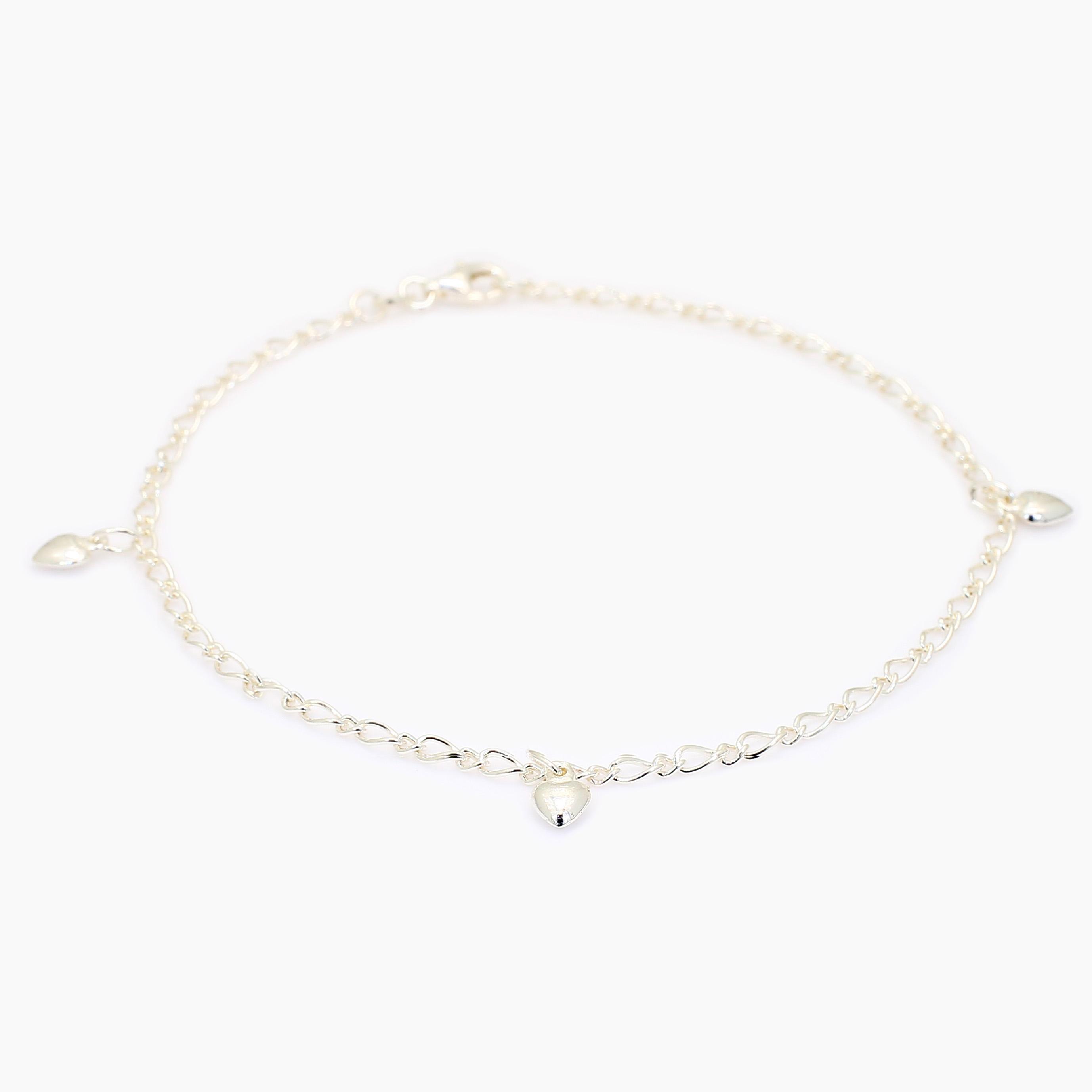 Othello 25cm oval figaro heart charm anklet