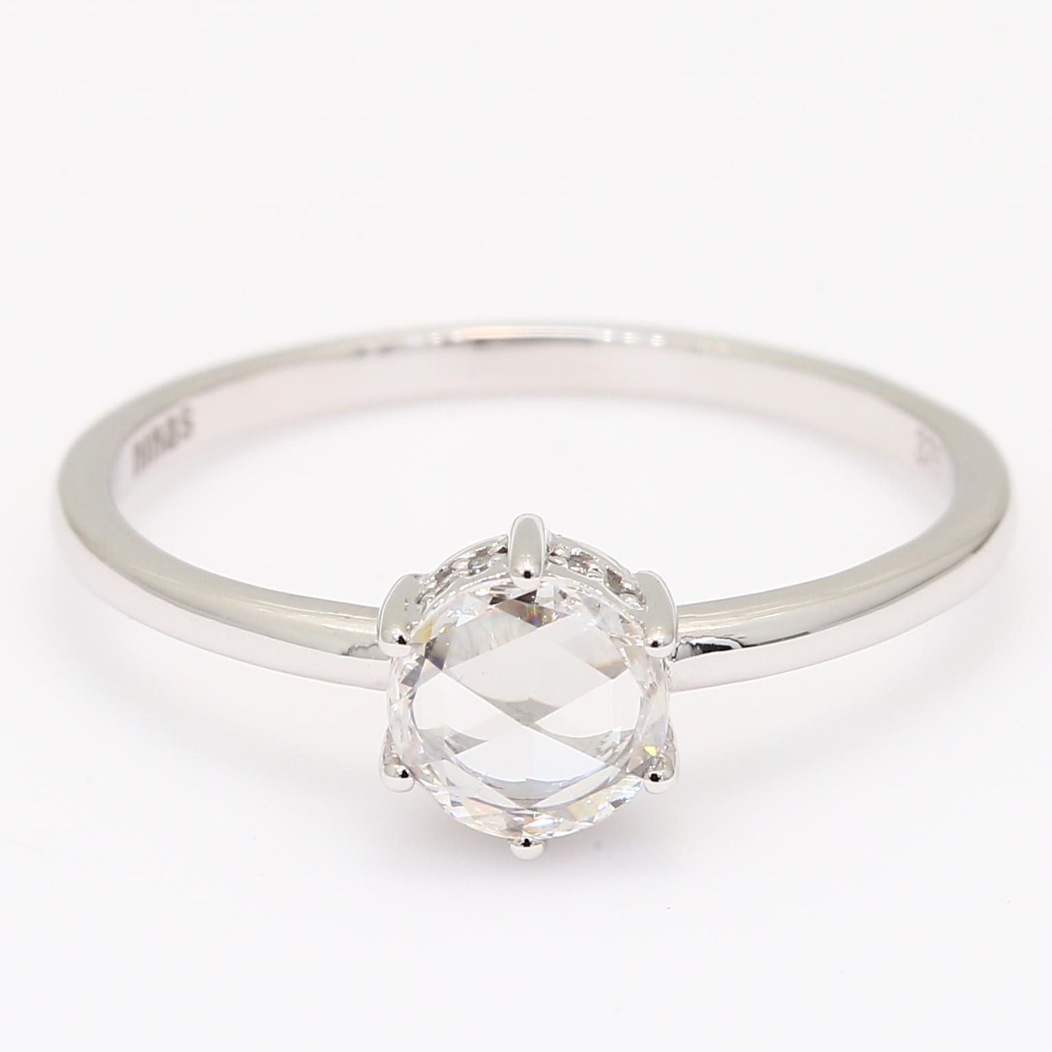 Prairie round rose-cut white diamond ring