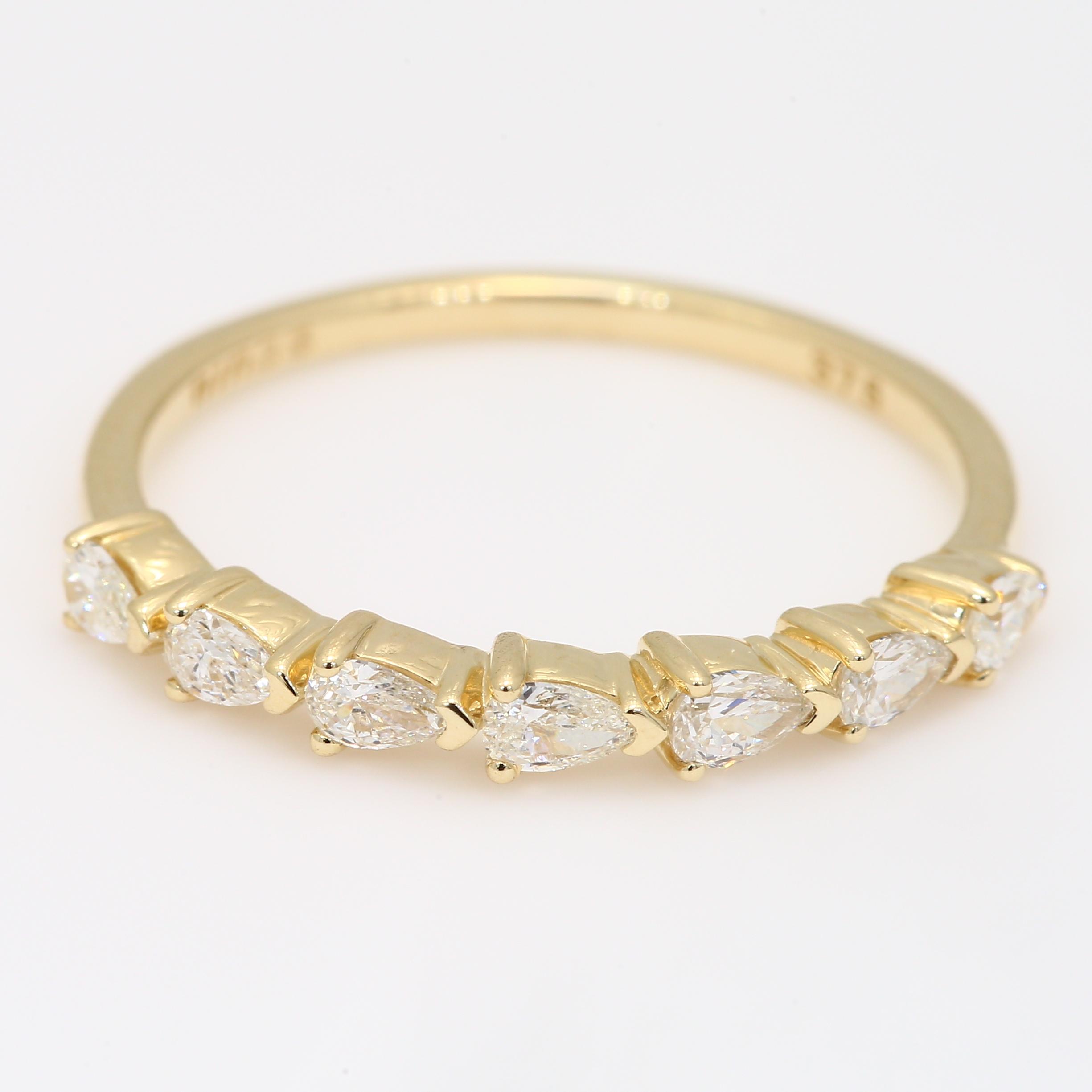Forelle pear-cut white diamond stackable ring