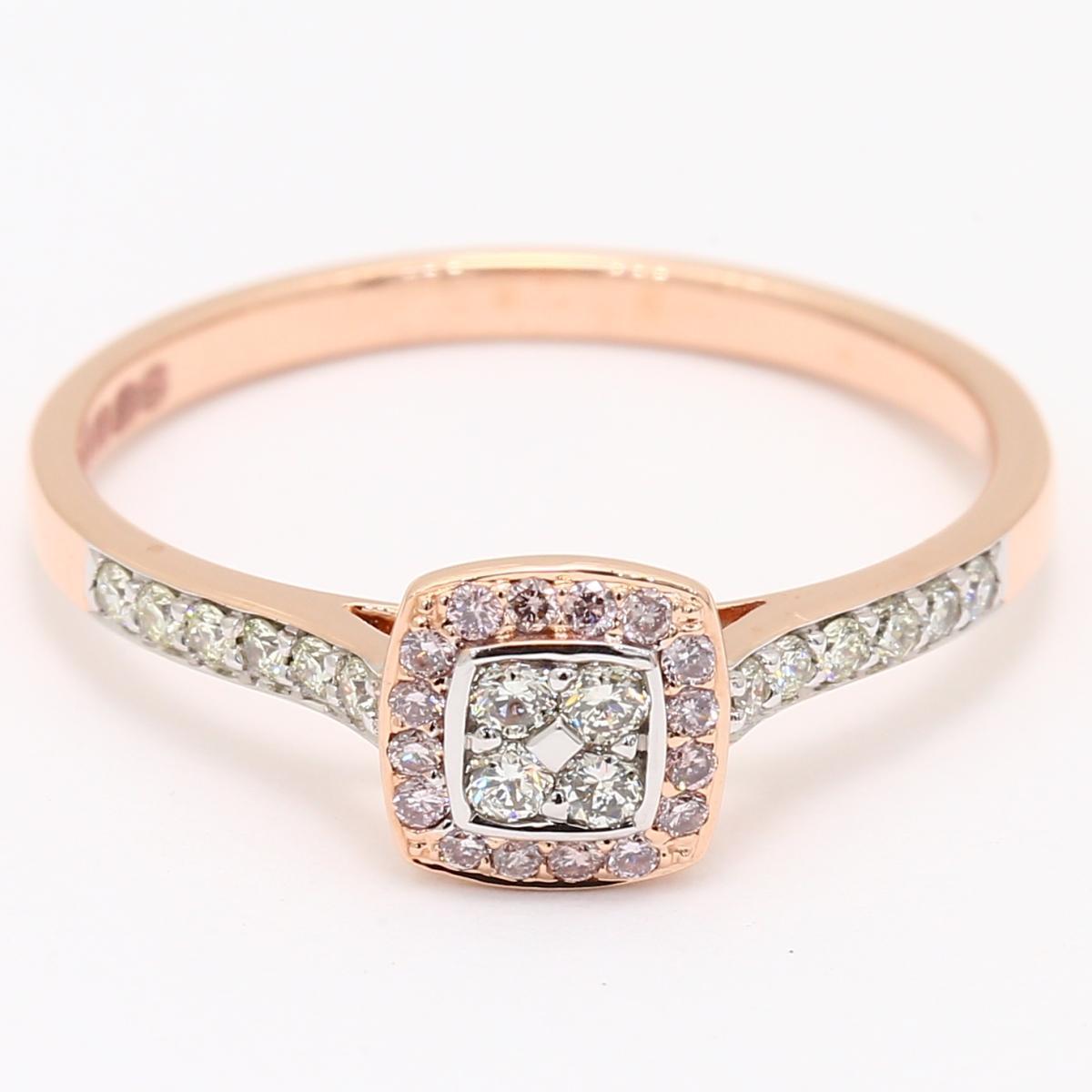 Valentine Argyle Pink and White Diamond Square Halo Dress Ring
