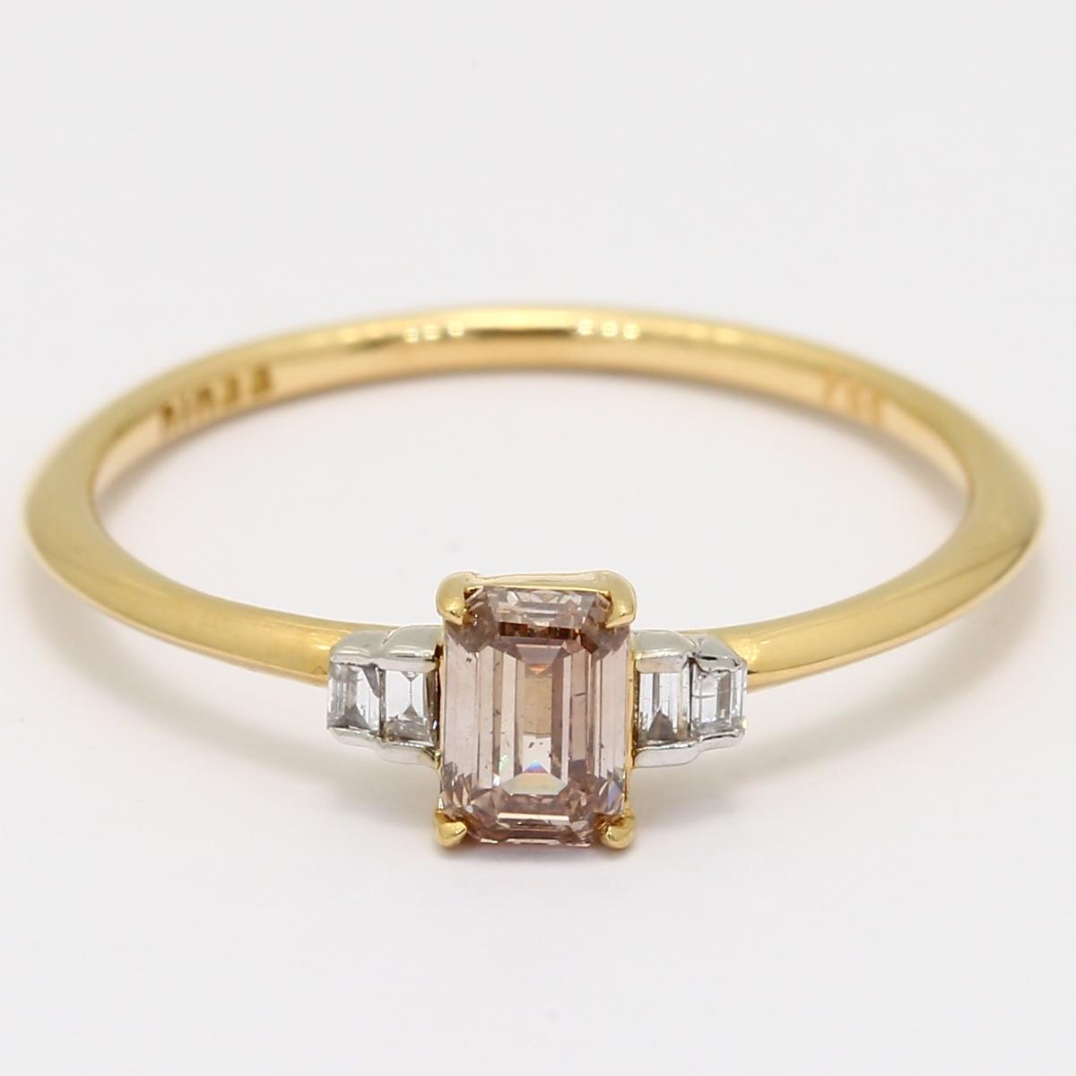 Millie emerald-cut champagne and white diamond ring