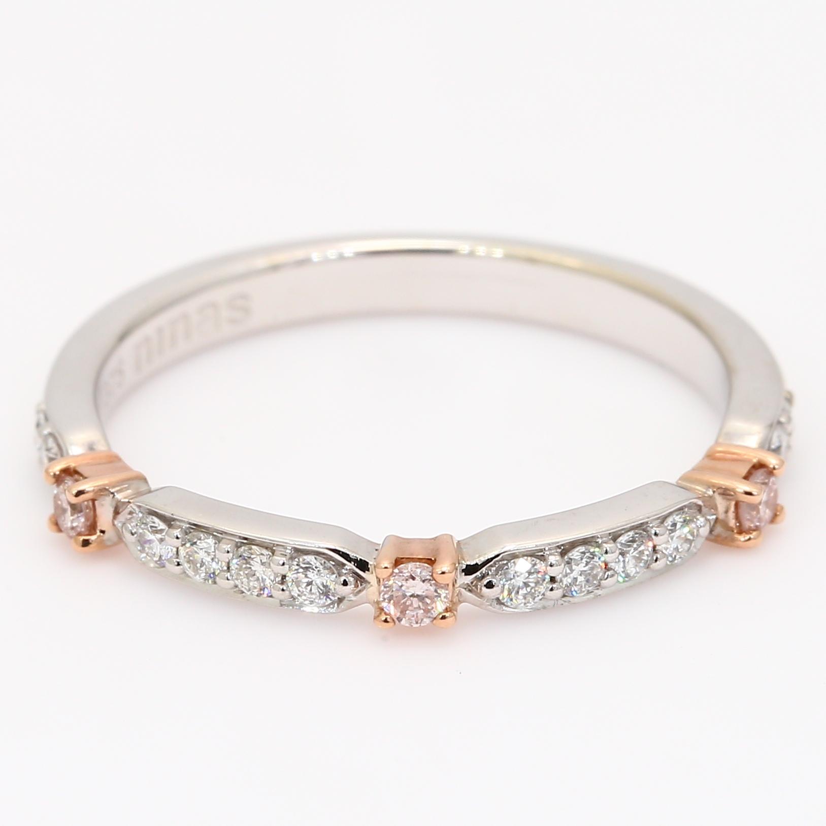 Ternary Argyle pink and white diamond wedding ring