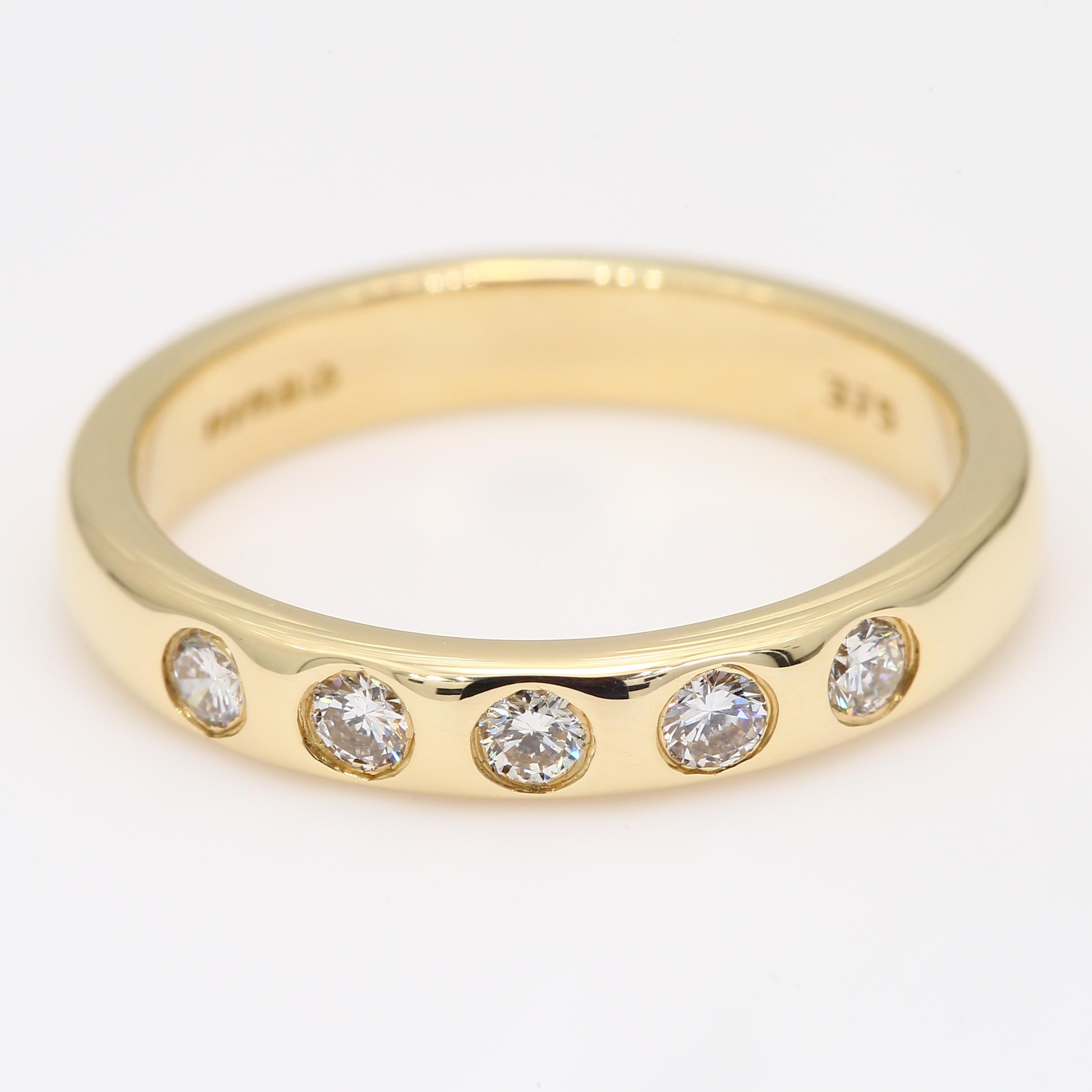 Pentagon white diamond five stone ring