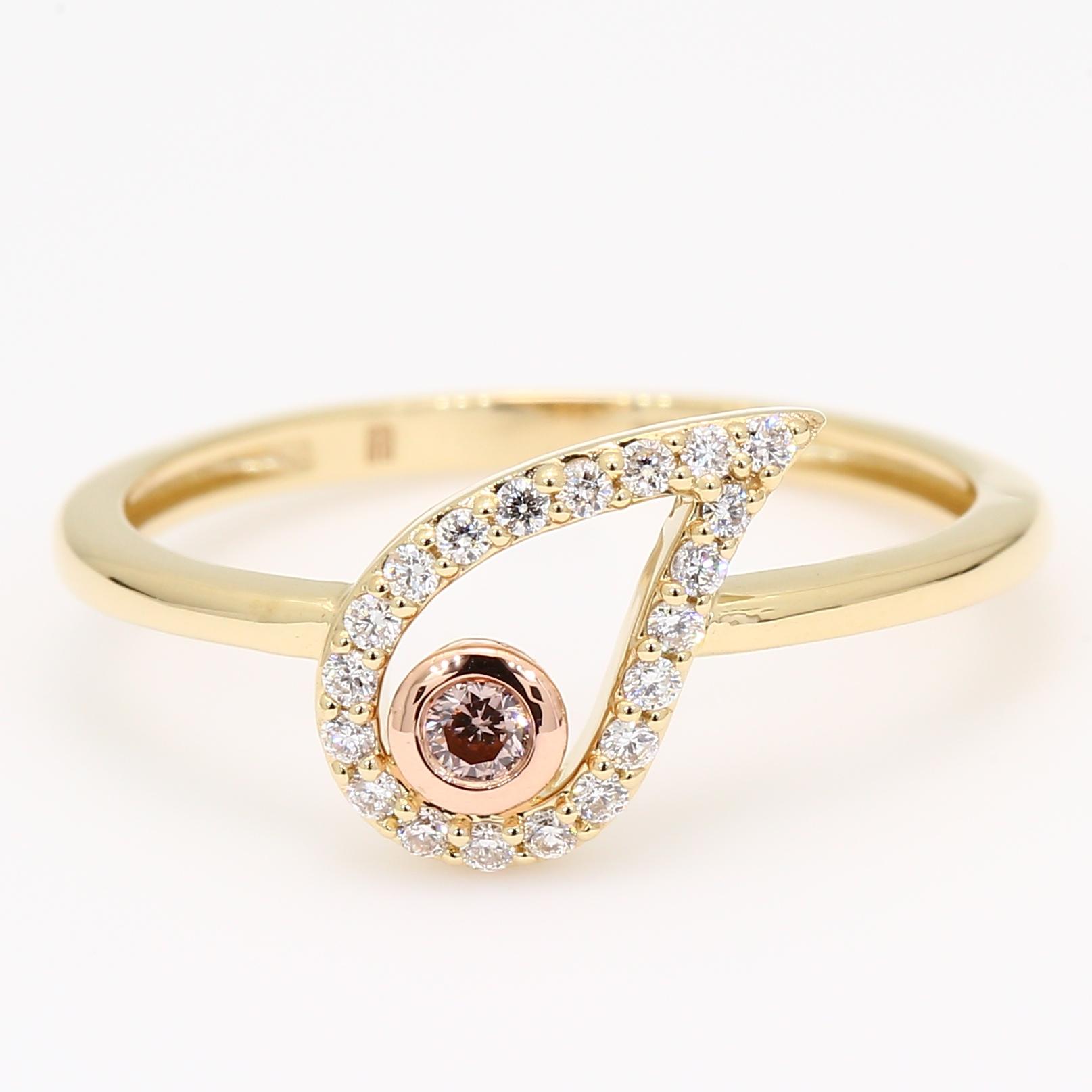 Rain white and Argyle champagne diamond ring